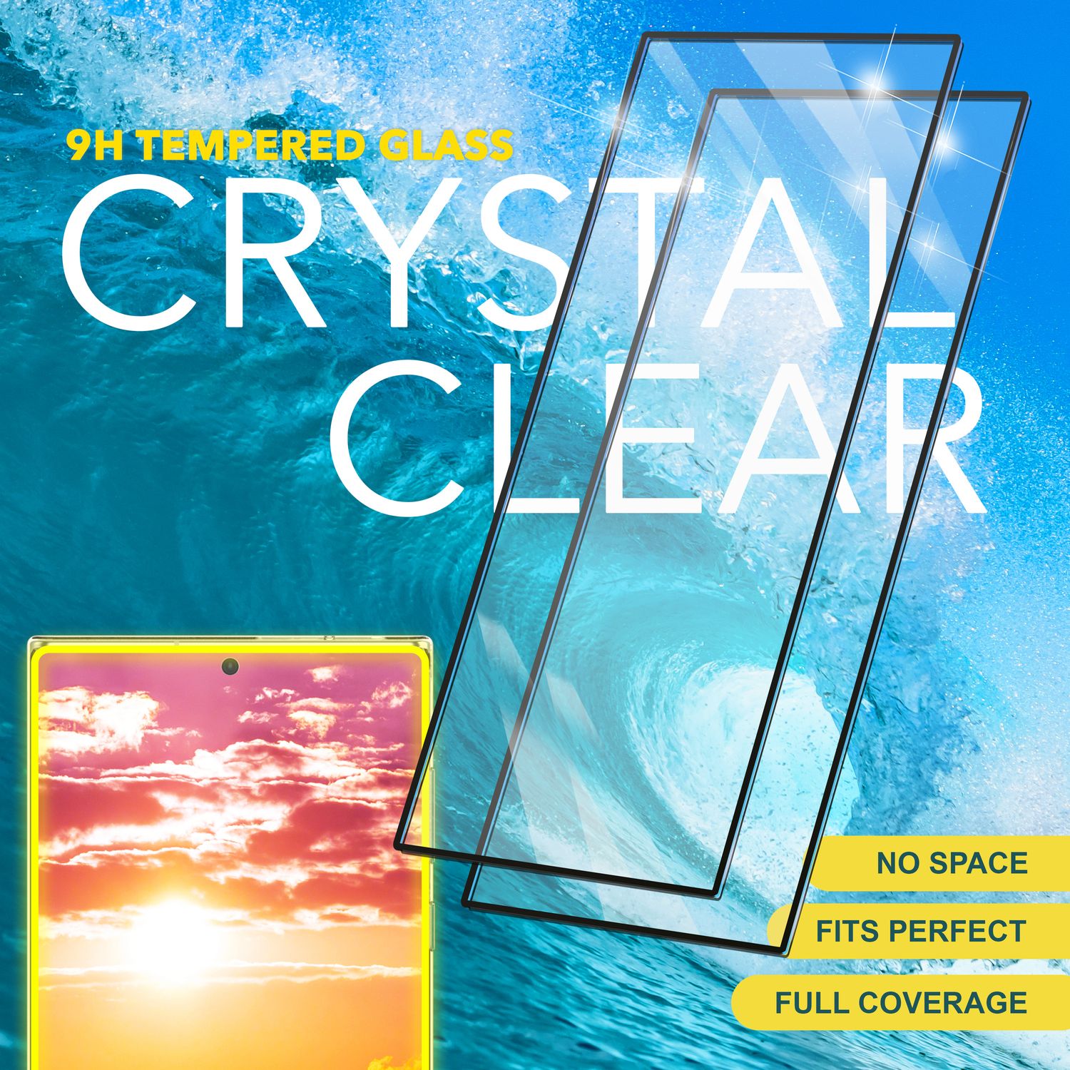 NALIA Set 2x Schutzglas & 1x Applikator für Samsung Galaxy S24 Ultra Glas, Klarer Displayschutz & Schablone, 9H Glasfilm Default Title NALIA GlasSchutz