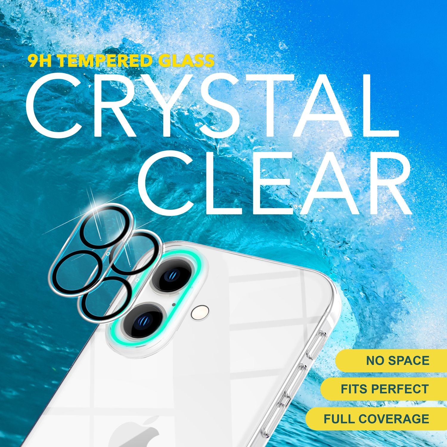 NALIA 2x Kamera Schutzglas für iPhone 16 Plus, Klarer Linsenschutz für Rückkamera, Transparenter Kameraschutz Kameraglas Default Title NALIA GlasSchutz