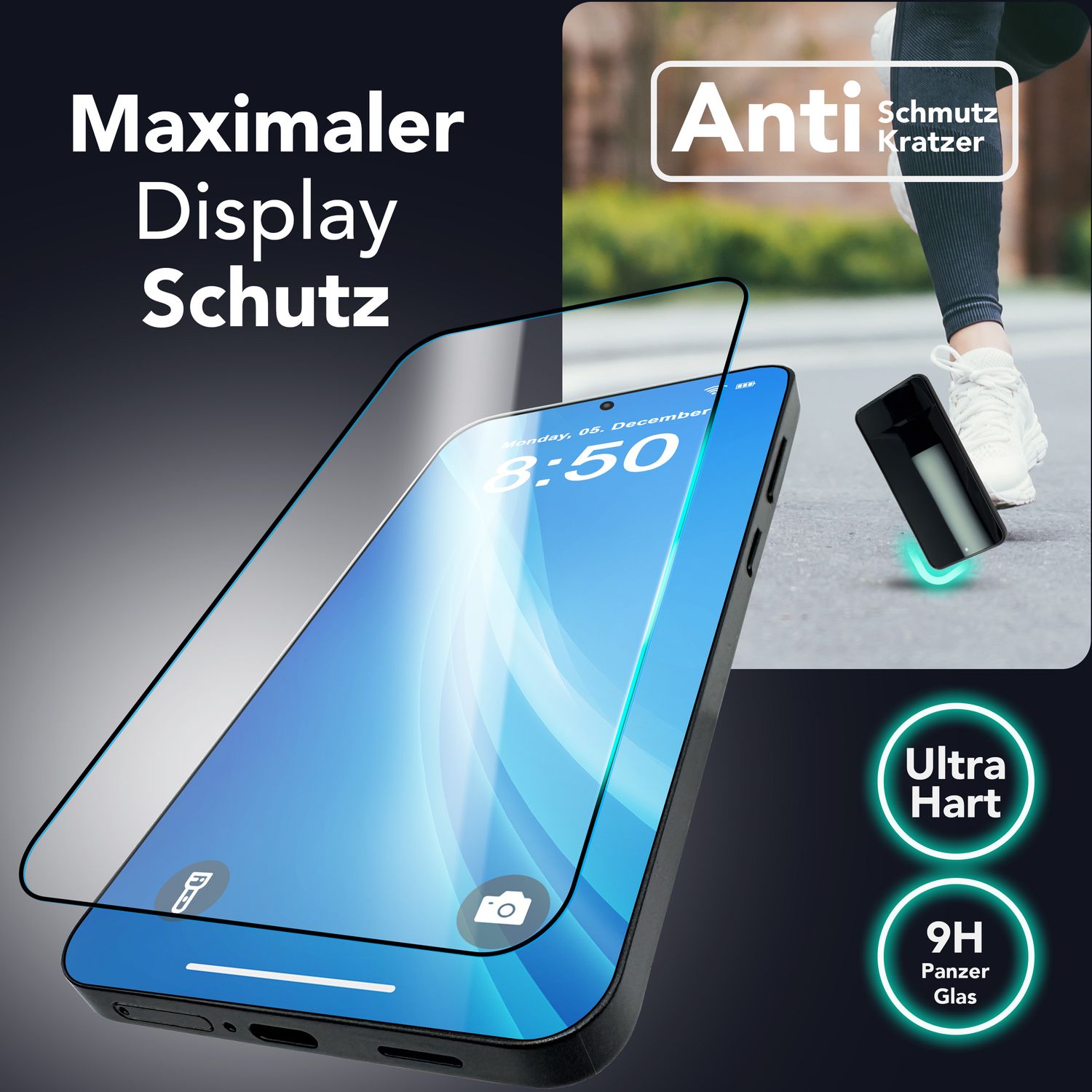 NALIA ArmorGlassX für Samsung Galaxy S25 Plus Glas, 2x Schutzglas mit Rahmen zur Installation, Kristallklare 9H Displayschutz-Folie, Transparentes Displayglas mit schwarzem Rand