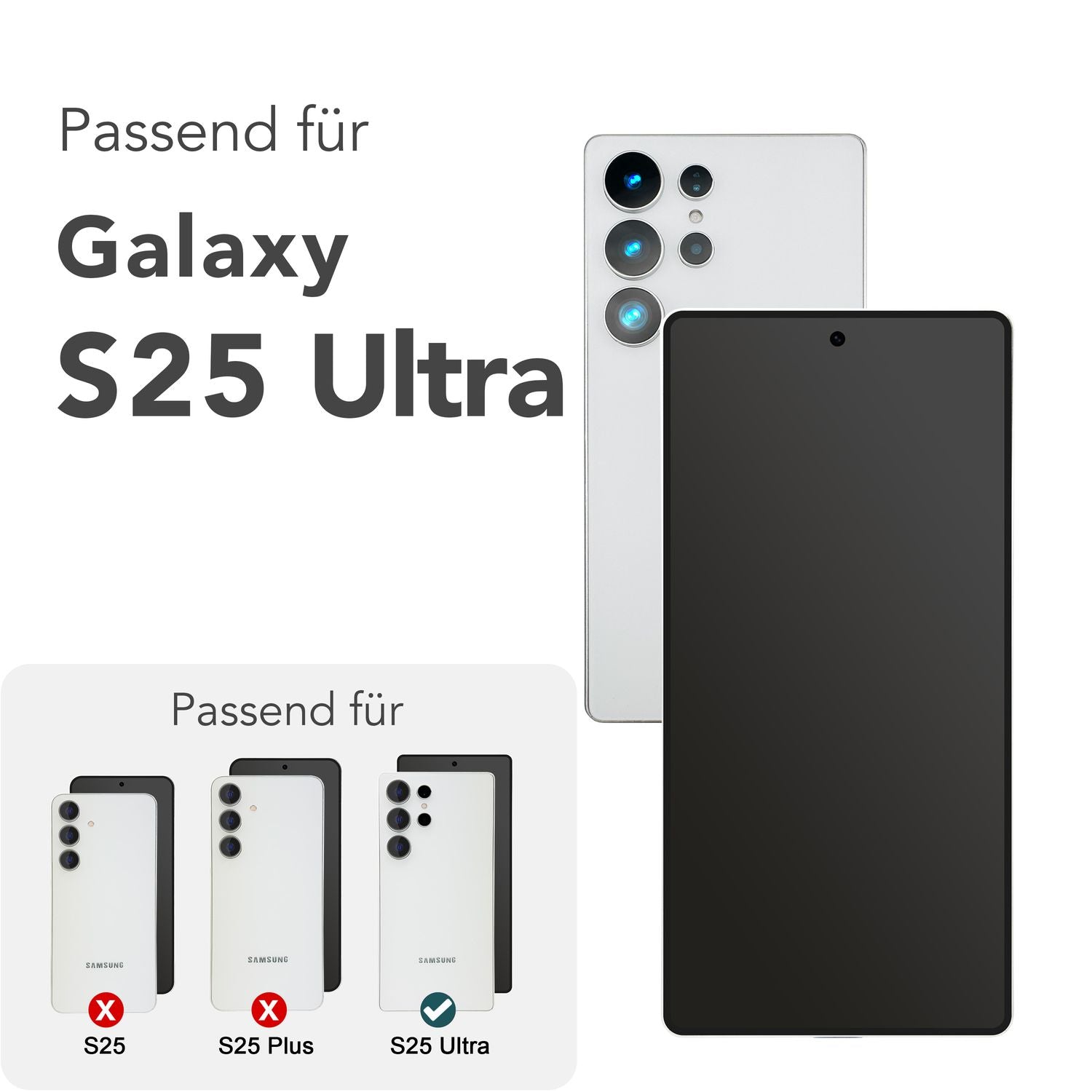NALIA ArmorGlassX für Samsung Galaxy S25 Ultra Glas, 2x Schutzglas mit Schablone zur Installation, Hochtransparenter Displayschutz mit schwarzem Rand, Oleophobe Glasfolie 9H Härte Default Title NALIA GlasSchutz
