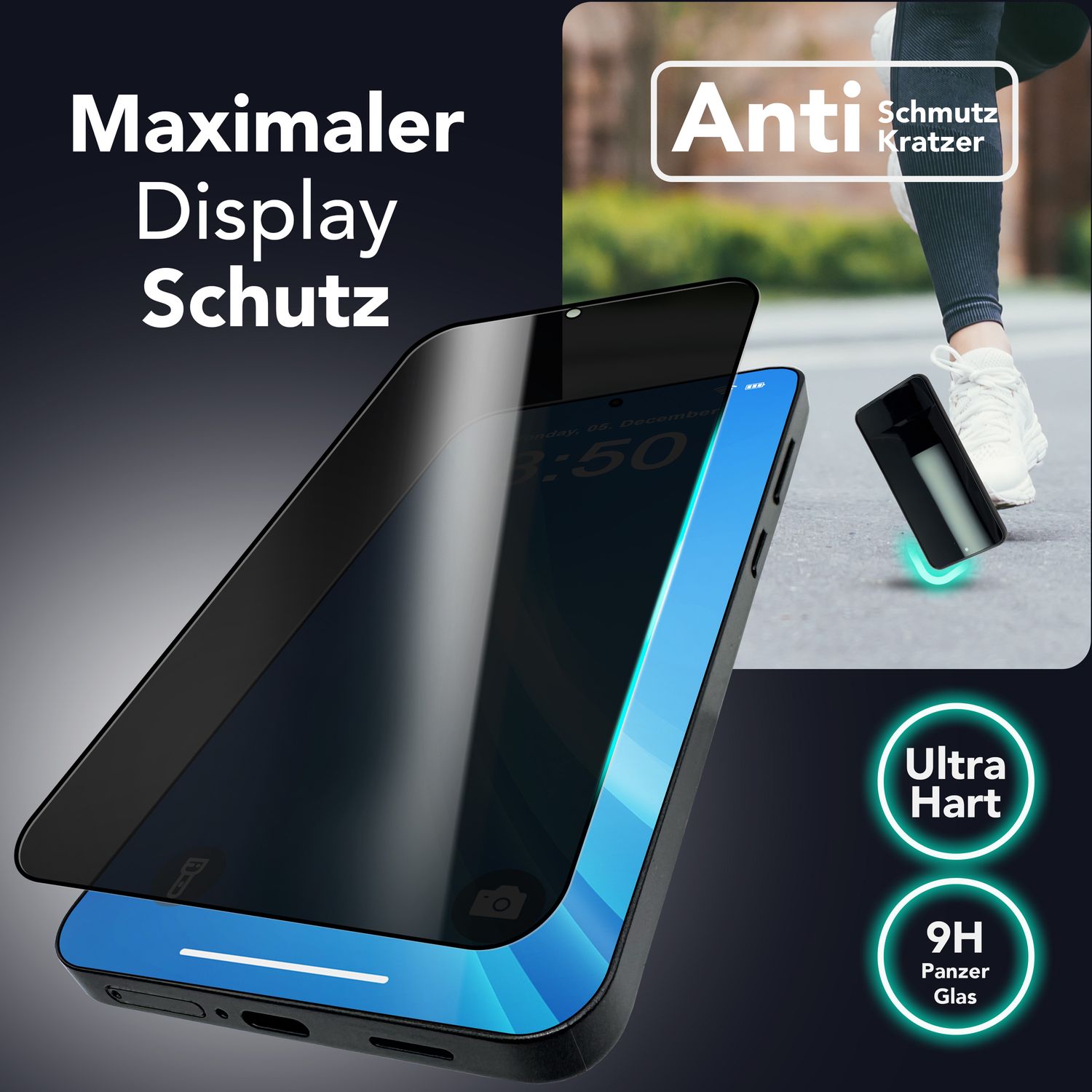 NALIA AntiSpyX für Samsung Galaxy S25 Glas, Privacy Schutzglas mit Montagehilfe zur Installation, Kratzfeste 9H gehärtete Blickschutz-Folie, Oleophobes Anti-Spy Displayschutz-Glas Default Title NALIA GlasSchutz