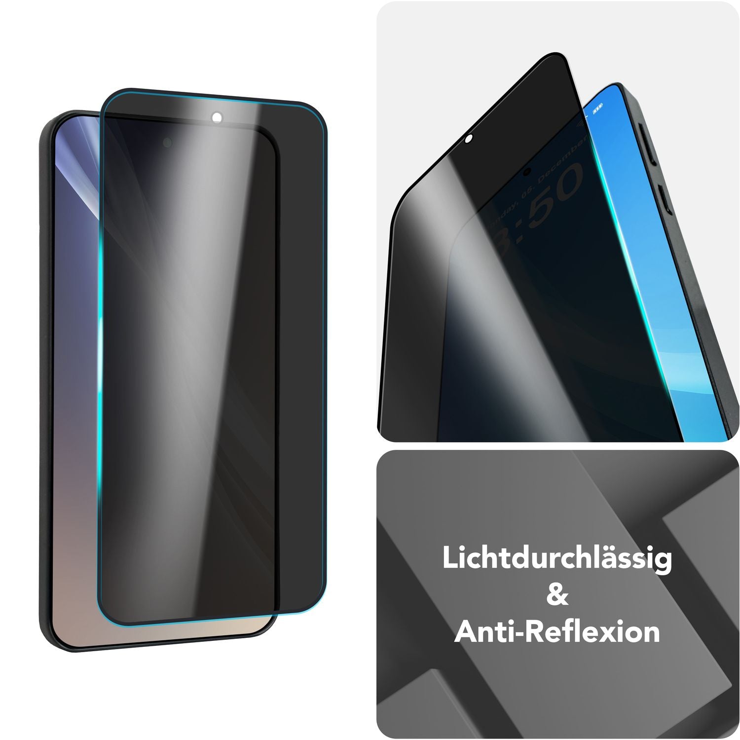 NALIA AntiSpyX für Samsung Galaxy S25 Glas, Privacy Schutzglas mit Montagehilfe zur Installation, Kratzfeste 9H gehärtete Blickschutz-Folie, Oleophobes Anti-Spy Displayschutz-Glas Default Title NALIA GlasSchutz