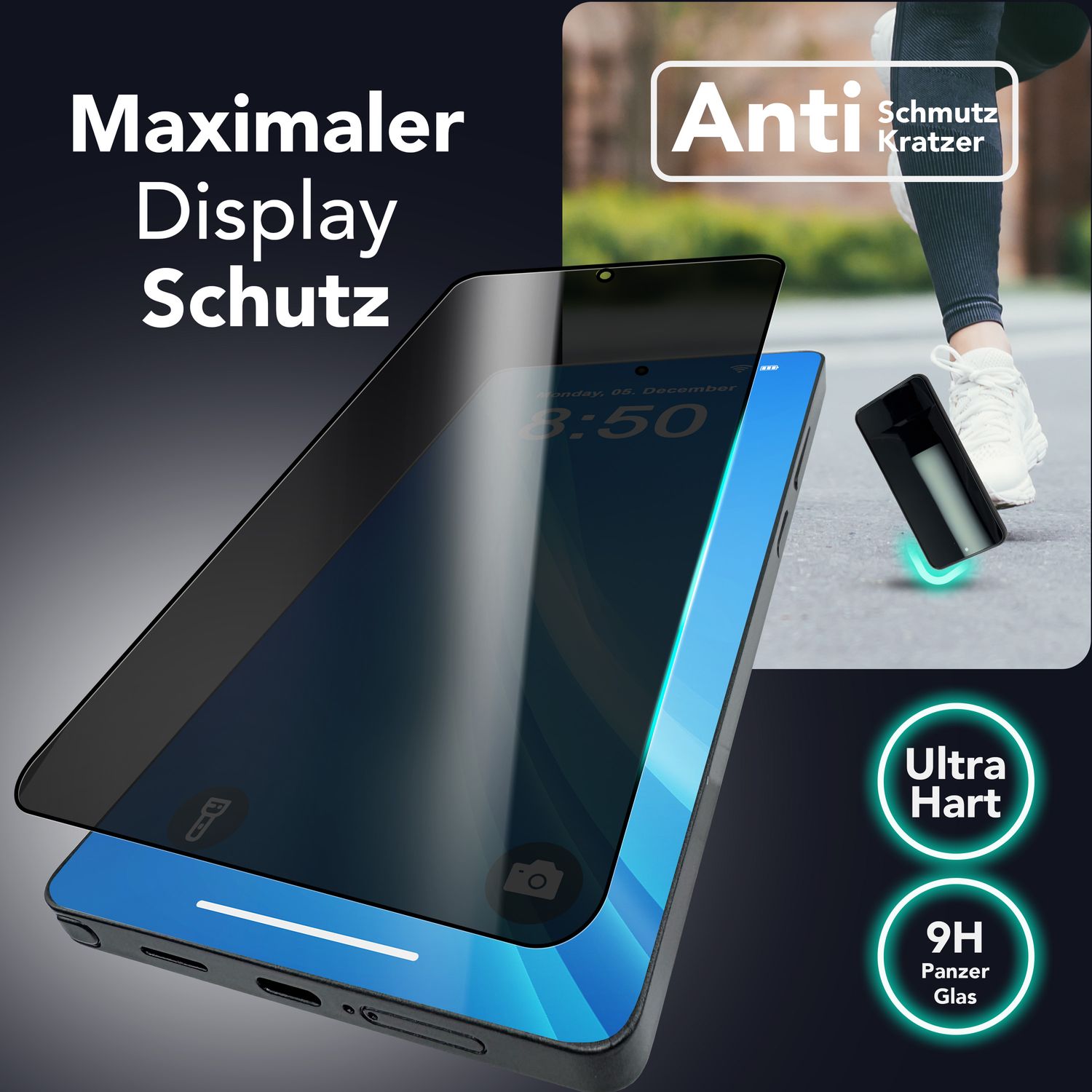 NALIA AntiSpyX für Samsung Galaxy S25 Ultra Glas, Privacy Schutzglas mit Positionierungshilfe zur Installation, Anti-Spy Blickschutz Folie, Kratzfester Oleophober 9H Displayschutz Default Title NALIA GlasSchutz