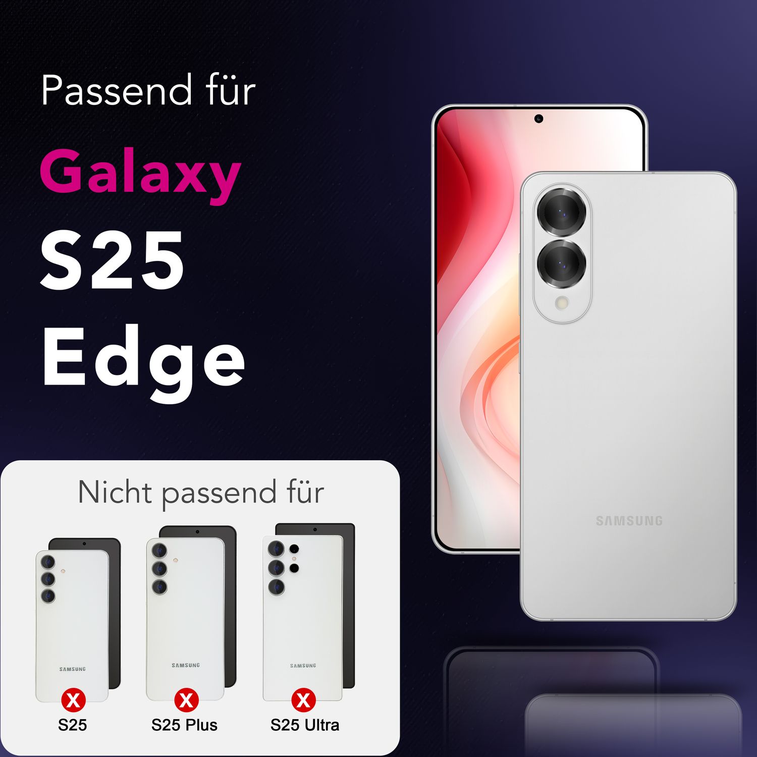 NALIA Focus.Pro CLX Kamera Schutzglas für Samsung Galaxy S25 Edge – Linsen Ring mit 9H Härte, Anti-Reflexion, Kristallklare Abdeckung, Hüllen-kompatibel, Kratzfestes Glas, 2 Stück