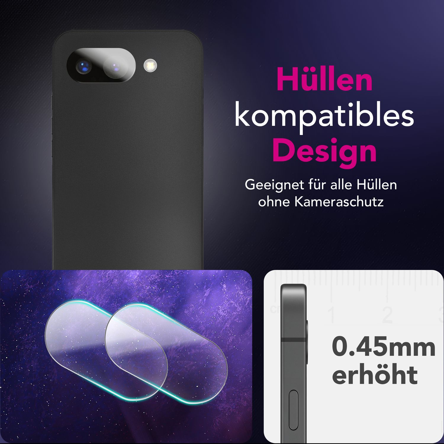 NALIA Focus.X2 MAX Kameraschutz für Google Pixel 9a – 2x Kamera Schutzglas, Ultra-Klare Abdeckung mit 9H Härte, Hüllen-freundlich, Anti-Fingerabdruck, Kratzfestes Kameraglas Default Title NALIA GlasSchutz