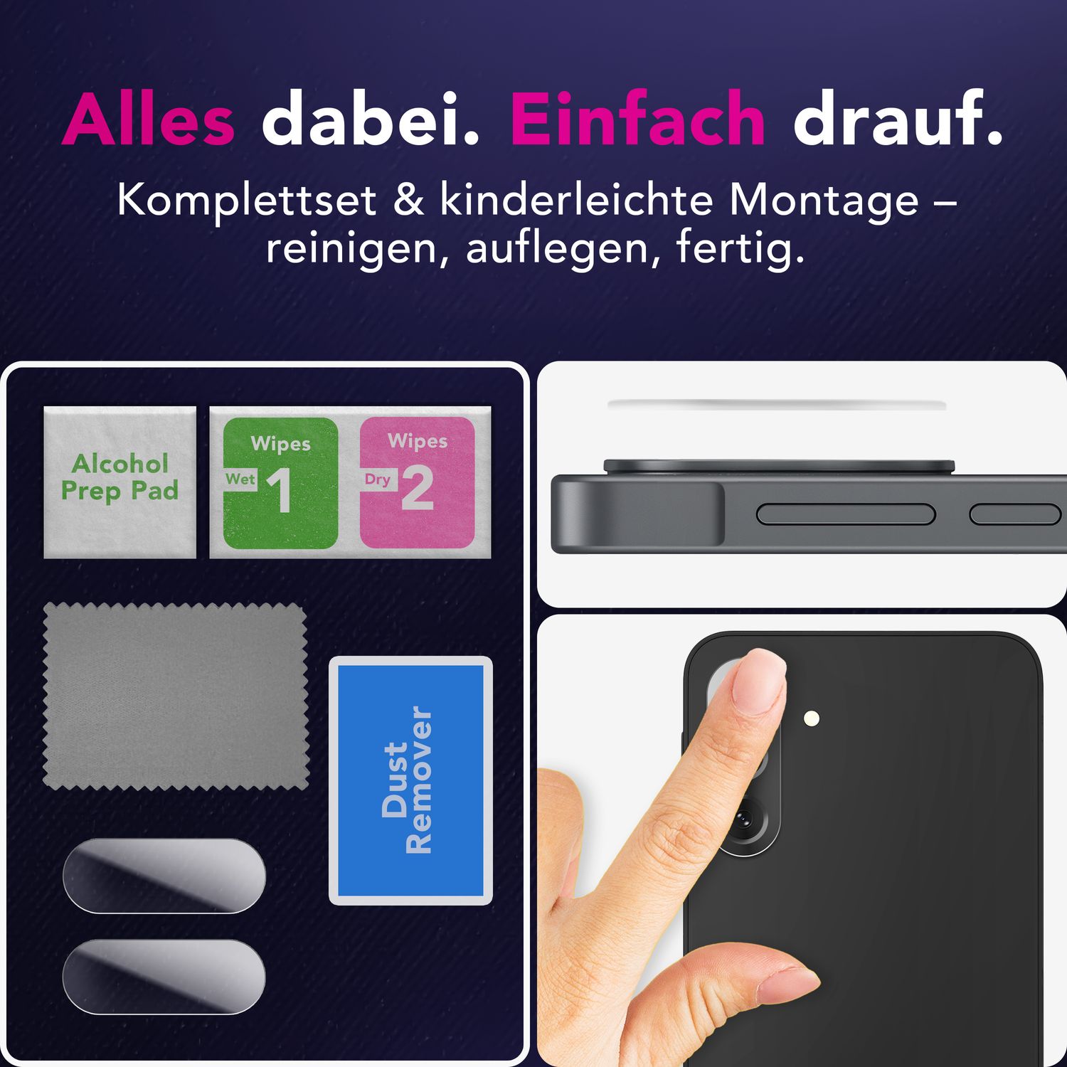 NALIA Focus.X2 MAX Kameraschutz für Samsung Galaxy A26 – 2x Kamera Schutzglas mit 9H Härte, Ultra-Klare Abdeckung für Rückkamera, Hüllenfreundlich, Anti-Fingerabdruck, Kratzfest Default Title NALIA GlasSchutz