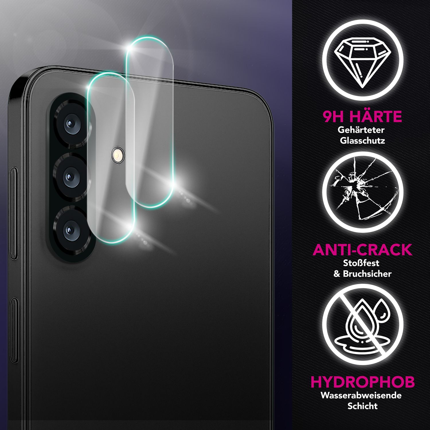 NALIA Focus.X2 MAX Kameraschutz für Samsung Galaxy A36 – 2x Kamera Schutzglas für Rückkamera, Ultra Transparent & Kratzresistent 9H, Passgenaue Abdeckung, Hüllen-kompatibel Default Title NALIA GlasSchutz