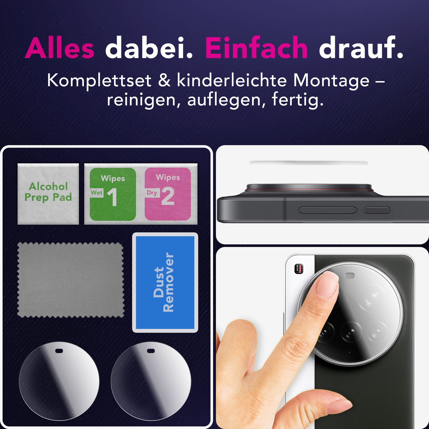 NALIA Focus.X2 MAX Kameraschutz für Xiaomi 15 Ultra – 2x Kamera Schutzglas für Rückkamera, Ultra-Klare 9H Abdeckung, Kratzfest, Passgenauer Objektiv-Schutz, Hüllen-freundlich Default Title NALIA GlasSchutz