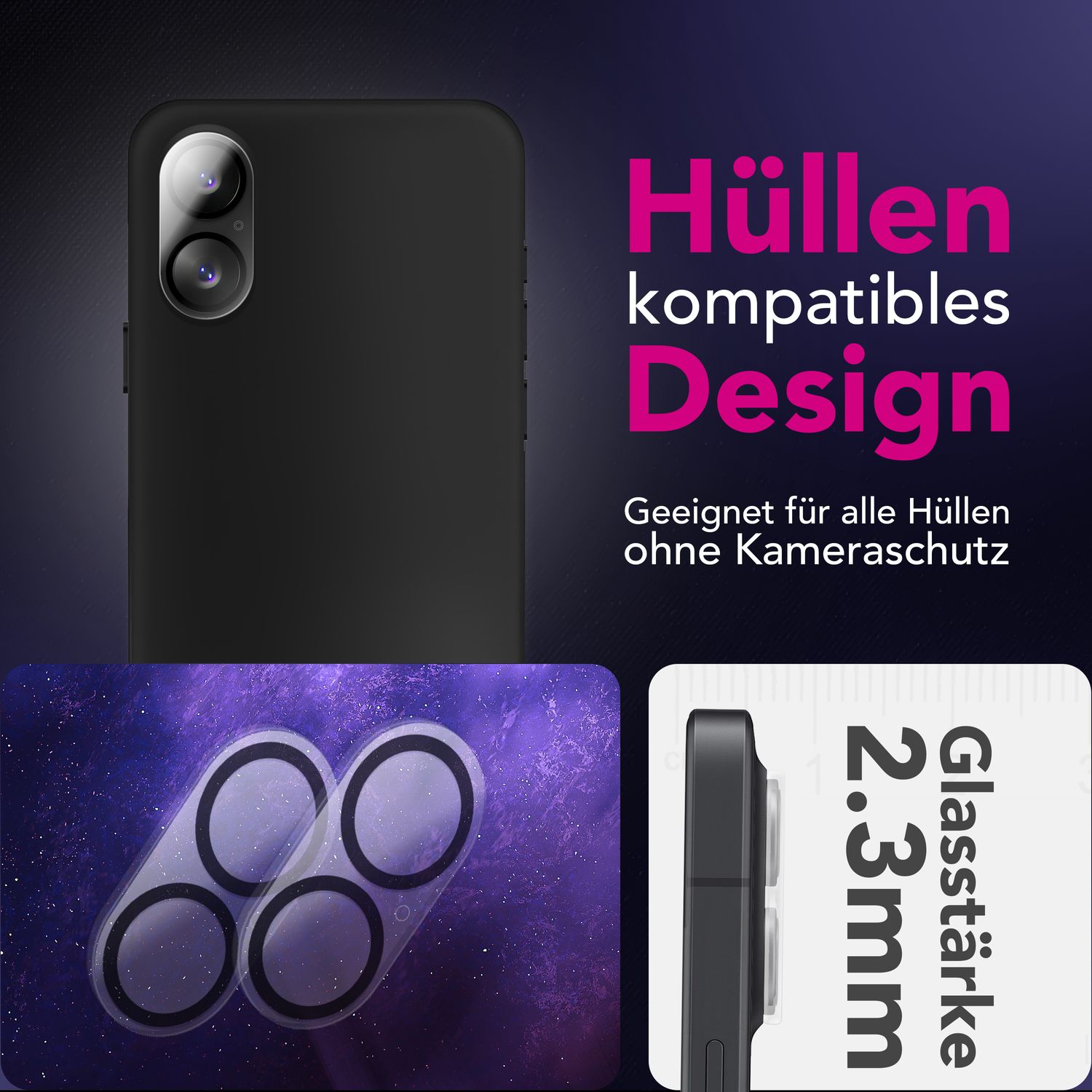 NALIA Kameraglas Focus.X2 MAX für Apple iPhone 17 (Klarer Kameraschutz) – 2er Set, 9H Schutzglas mit Anti-Reflex Ringen, Selbstklebend, Kompletter Linsen-Schutz, Hüllen geeignet Default Title NALIA GlasSchutz