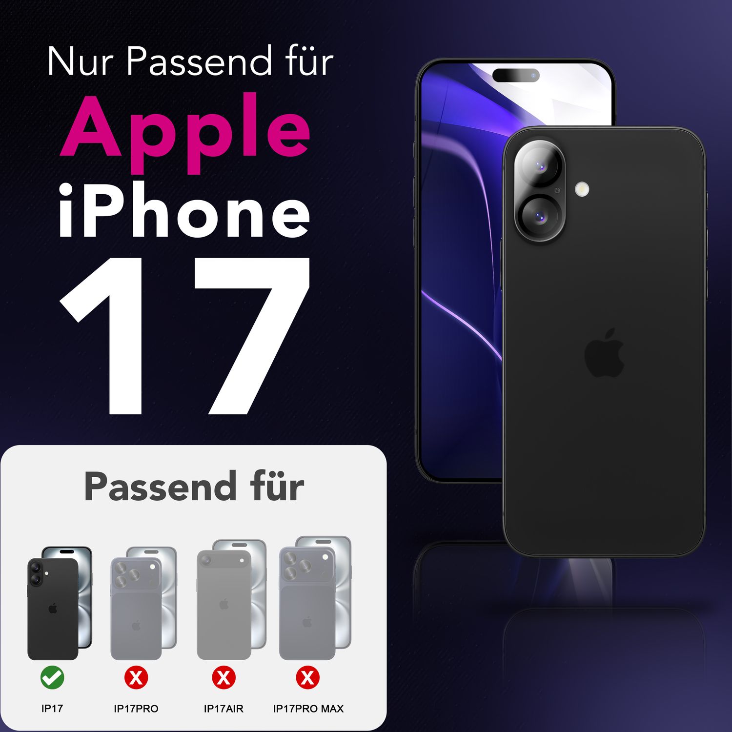NALIA Kameraglas Focus.X2 MAX für Apple iPhone 17 (Klarer Kameraschutz) – 2er Set, 9H Schutzglas mit Anti-Reflex Ringen, Selbstklebend, Kompletter Linsen-Schutz, Hüllen geeignet Default Title NALIA GlasSchutz