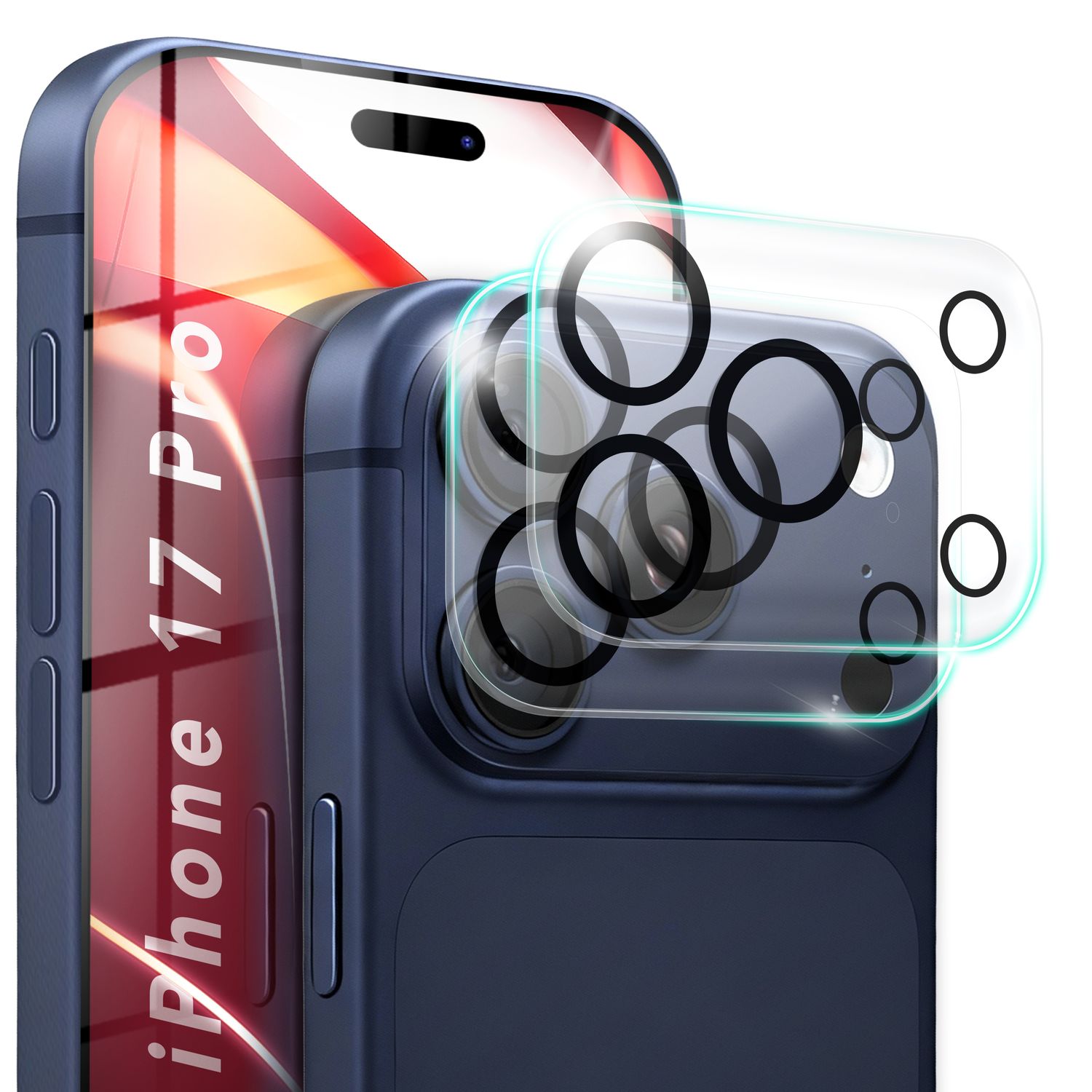 NALIA Kameraglas Focus.X2 MAX für Apple iPhone 17 Pro (Klarer Kameraschutz) – 2er Set, 9H Schutzglas mit Anti-Reflexion Ringen, Vollständige Linsenabdeckung, Hüllen-freundlich