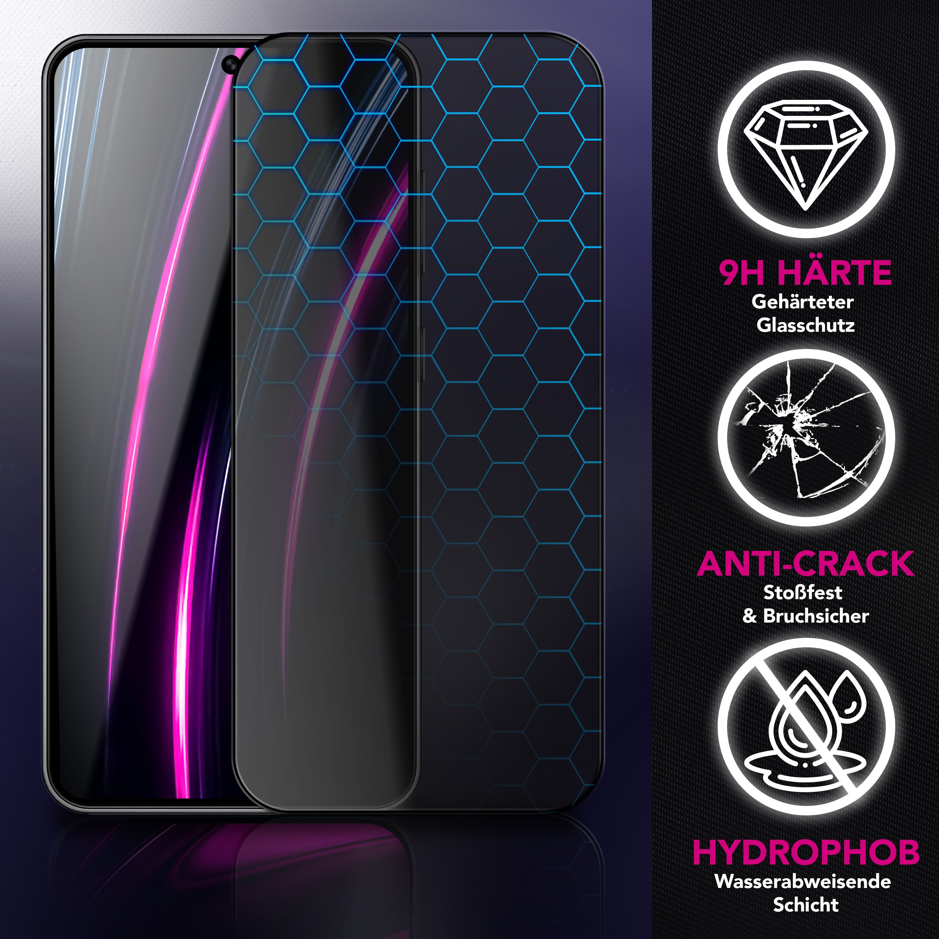 NALIA Display Glas AntiSpyX für Samsung Galaxy S25 FE (Diskreter Blickschutz) - Privacy Schutzglas mit 9H Härte, Anti-Spy Displayglas für Privatsphäre, Kratzfest, Hüllen-kompatibel