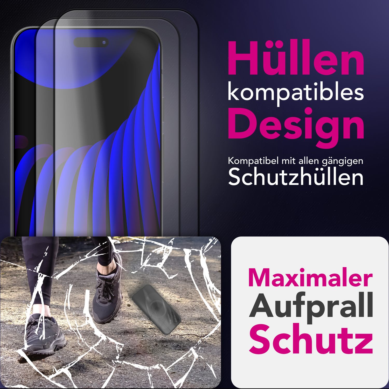 NALIA Display Glas ArmorGlassX für Apple iPhone 17 (super klarer Displayschutz) - 2x Schutzglas 9H Härte, Anti-Fingerprint, Kratzfest, Hüllen-freundlich, Oleophob, schwarzer Rahmen Default Title NALIA GlasSchutz