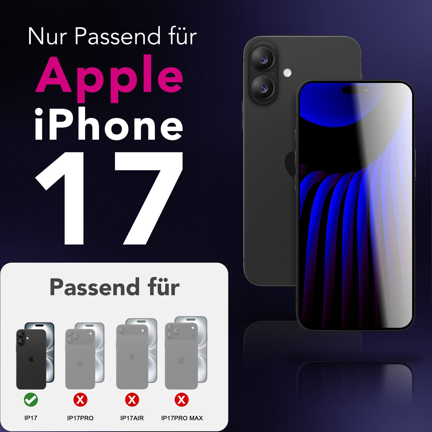 NALIA Display Glas ArmorGlassX für Apple iPhone 17 (super klarer Displayschutz) - 2x Schutzglas 9H Härte, Anti-Fingerprint, Kratzfest, Hüllen-freundlich, Oleophob, schwarzer Rahmen Default Title NALIA GlasSchutz