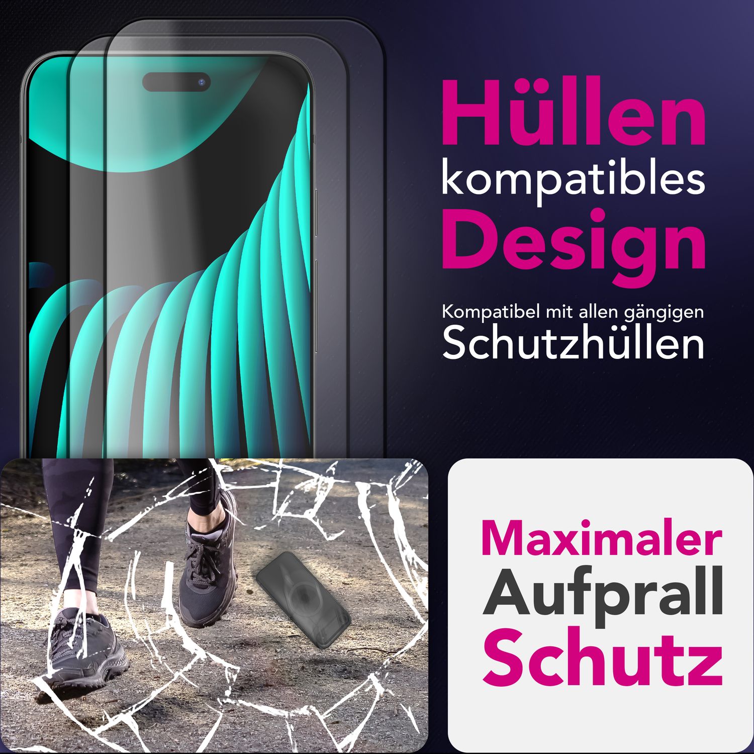 NALIA Display Glas ArmorGlassX für Apple iPhone 17 Air (super klarer Displayschutz) - 2x Schutzglas 9H Härte, Kratzfest, Case-friendly, Touch-sensitiv, Oleophob, schwarzer Rahmen Default Title NALIA GlasSchutz