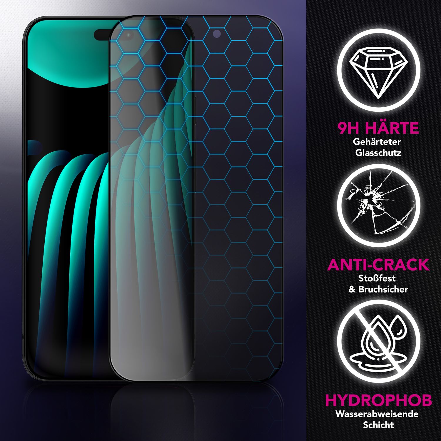 NALIA Privacy Schutzglas AntiSpyX für Apple iPhone 17 Air (Diskreter Blickschutz) - Display Glas mit 9H Härte, Anti-Spy Technologie, Kratzfest, Oleophob, Blasenfrei, für Hüllen Default Title NALIA GlasSchutz