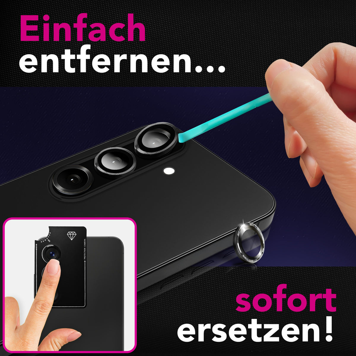 NALIA Glas Kameraschutzringe für Samsung Galaxy A57 – Linsenschutz & Case Friendly – FOCUS.PRO CLX (9H Härtegrad & Montagerahmen) – Marke aus Berlin