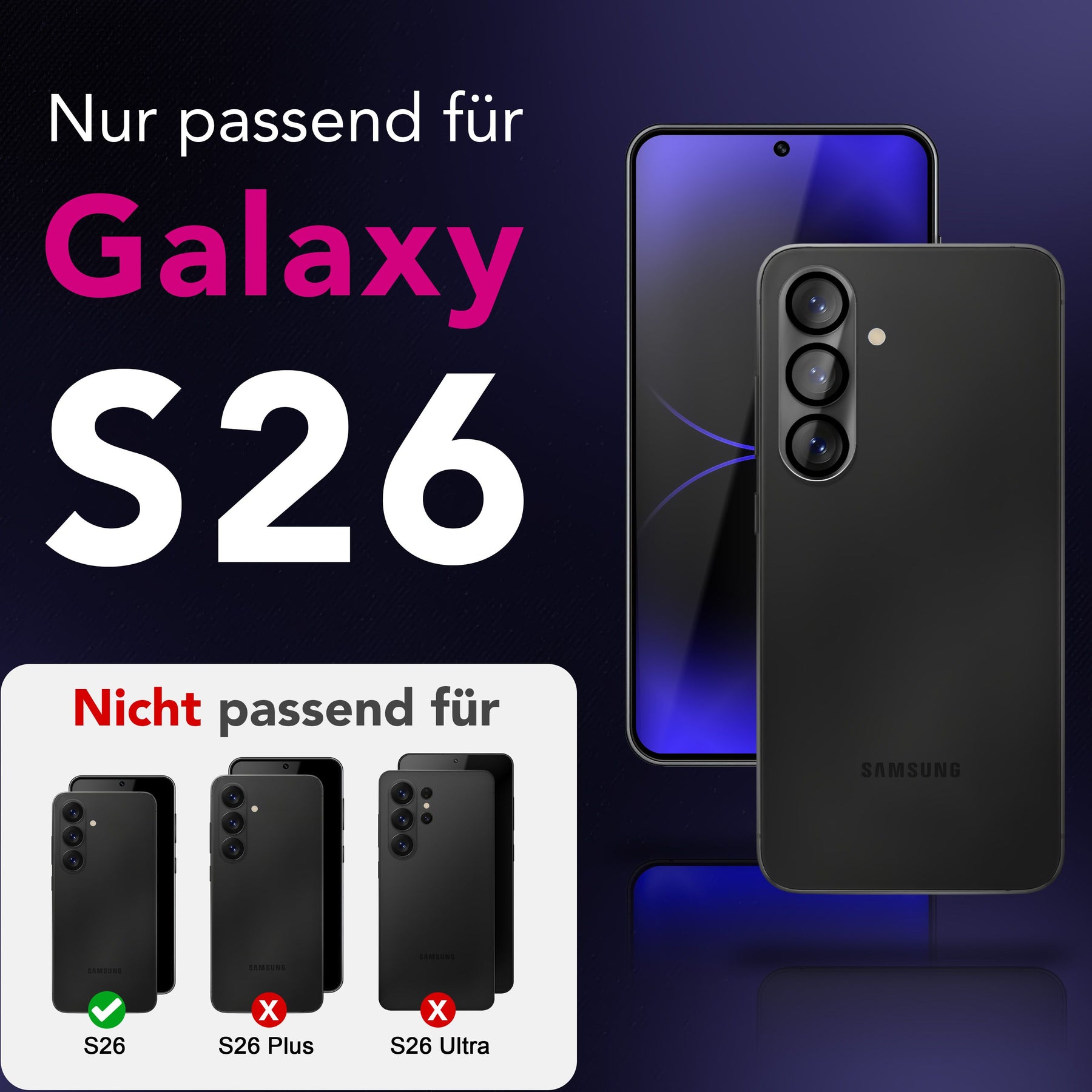 NALIA 2x Kameraschutzglas für Samsung Galaxy S26 – Linsenschutz 9H & Case-Friendly – FOCUS.X2 MAX (HD-Echtglas Transparent) – Marke aus Berlin Default Title NALIA GlasSchutz