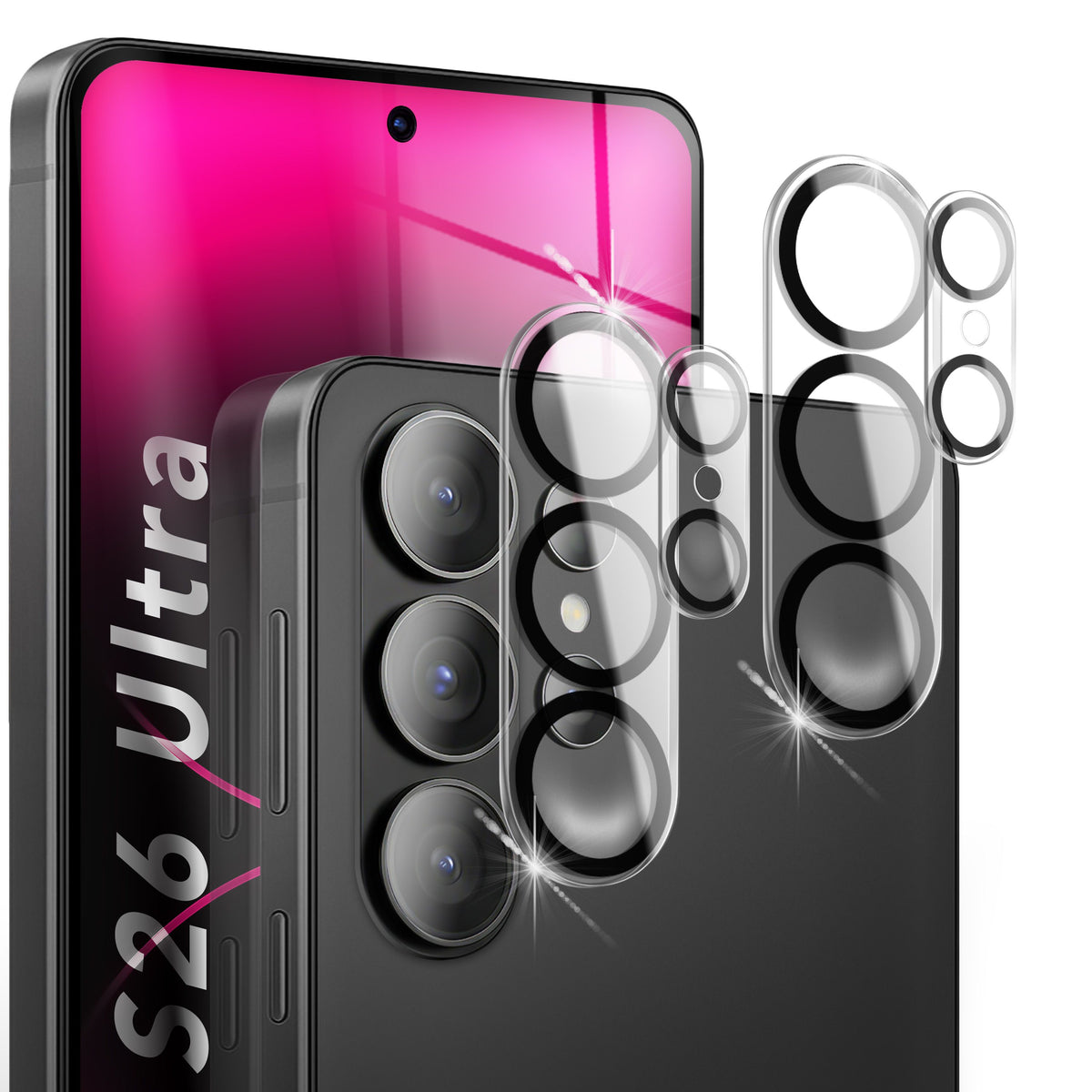 NALIA 2x Kameraschutzglas für Samsung Galaxy S26 Ultra – Linsenschutz 9H & Case-Friendly – FOCUS.X2 MAX (HD-Echtglas Transparent) – Marke aus Berlin