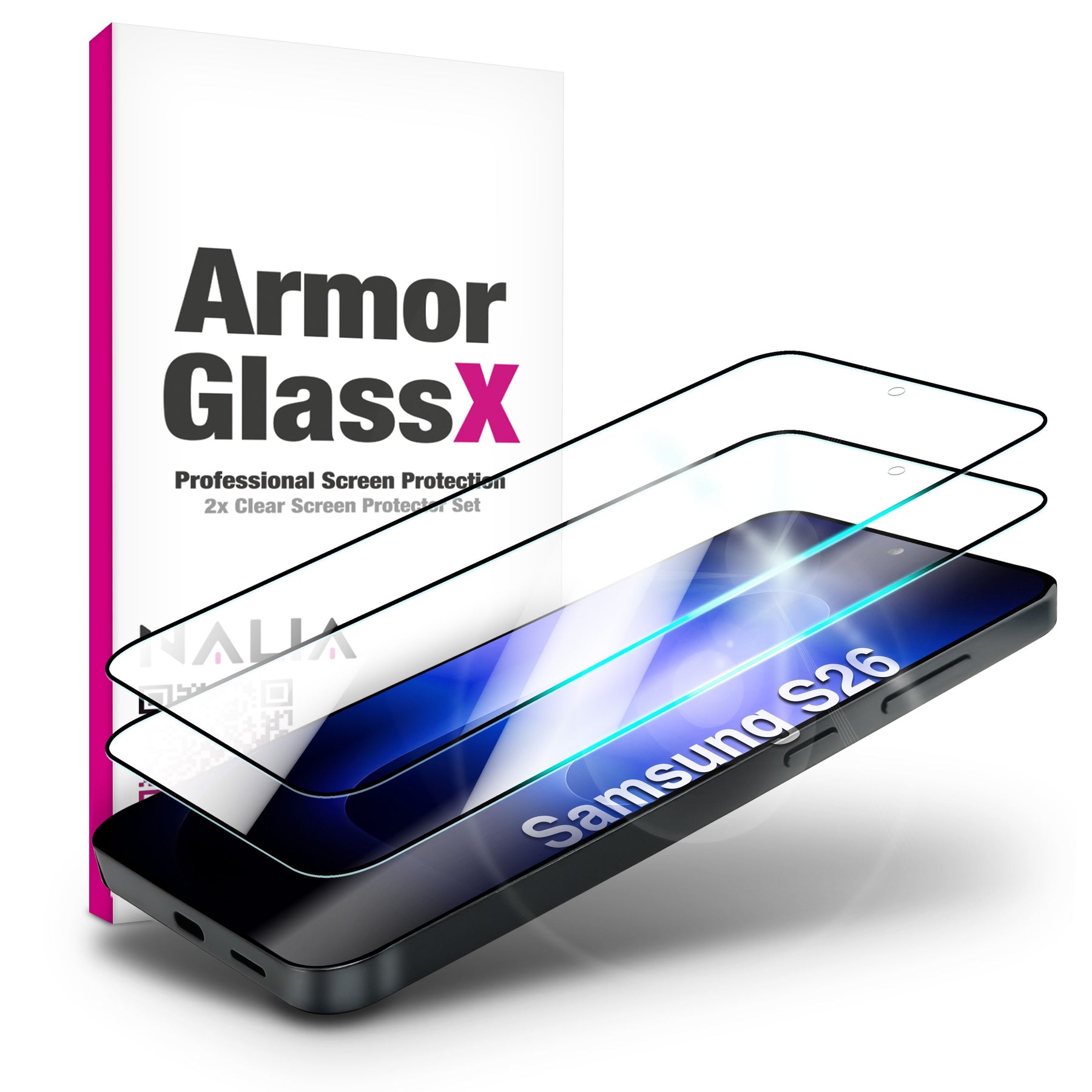 NALIA 2x Schutzglas für Samsung Galaxy S26 – Full-Screen Schutz 9H & Hüllenfreundlich – ARMORGLASSX (Display Glasfolie Transparent & 9H Härte) – Marke aus Berlin Default Title NALIA GlasSchutz