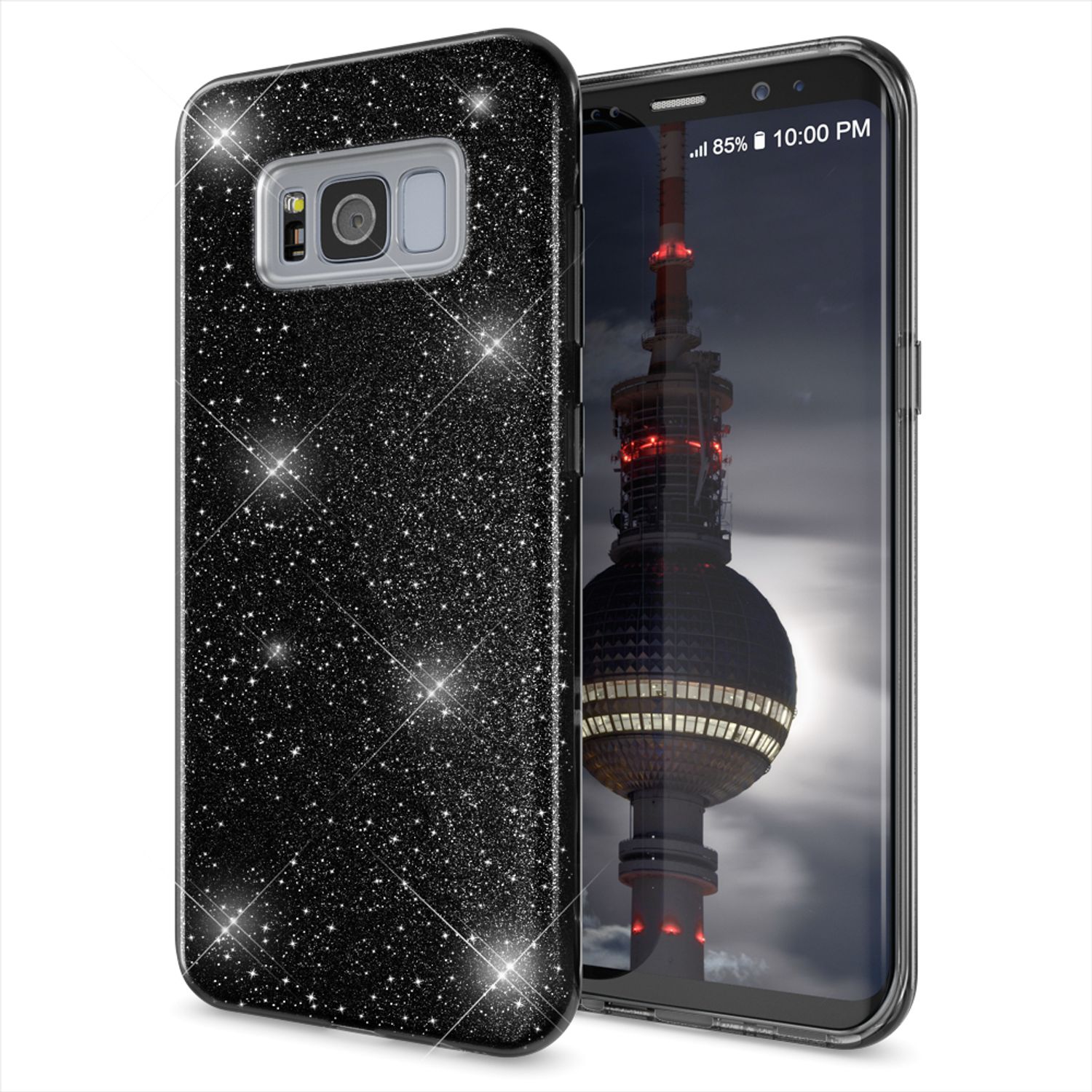 Samsung Galaxy S8 Plus Handy Hülle von NALIA, Glitzer Silikon Cover Case Schutz Schwarz NALIA Protective Hülle