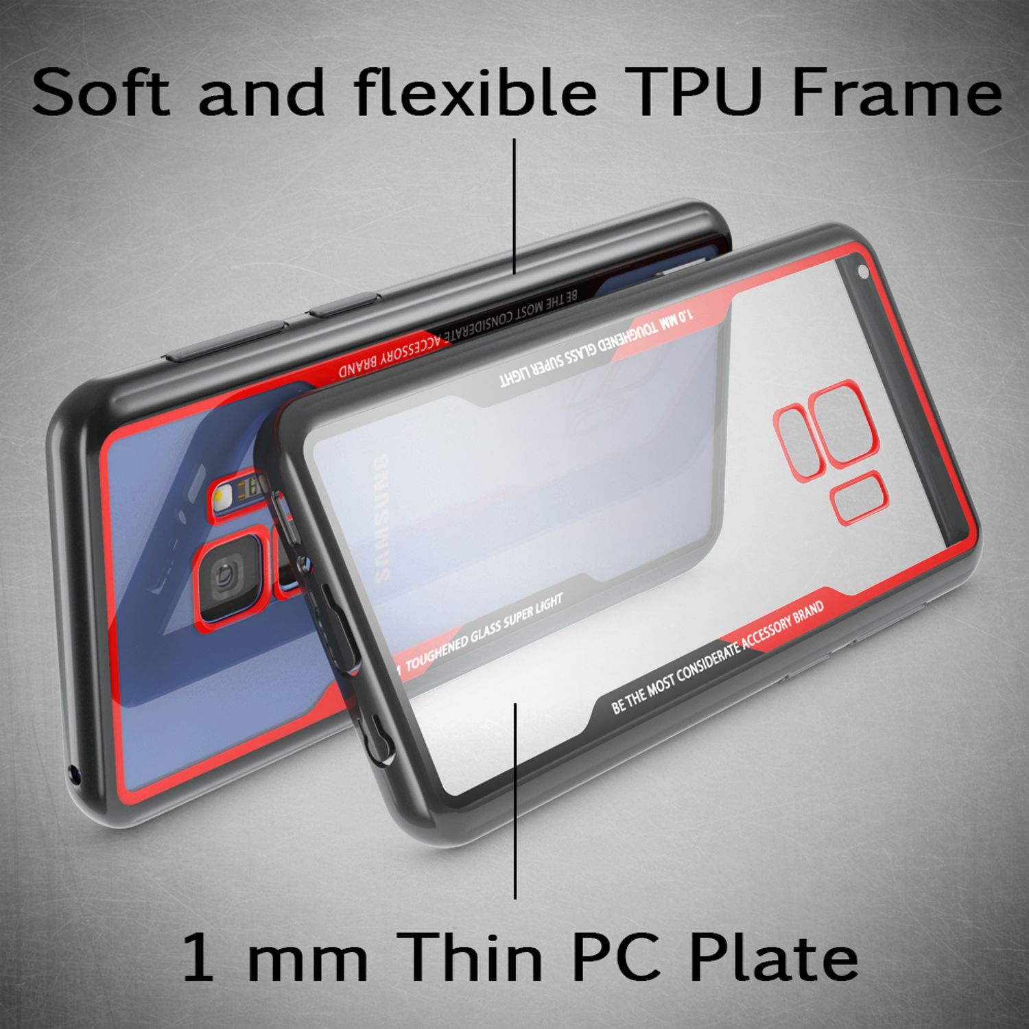 NALIA Hülle für Samsung Galaxy S9, Slim Handyhülle Cover Case Schutzhülle Bumper Rot Schwarz NALIA