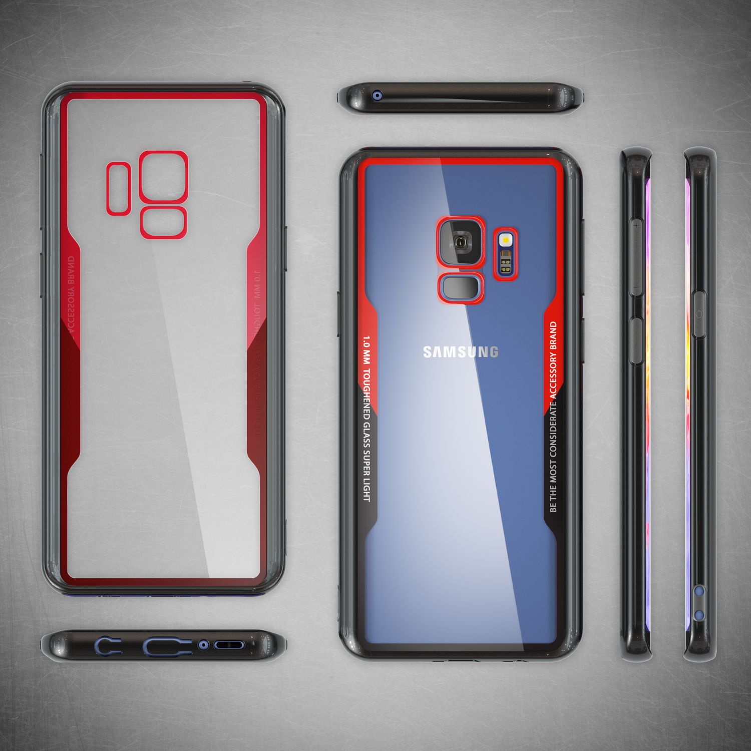 NALIA Hülle für Samsung Galaxy S9, Slim Handyhülle Cover Case Schutzhülle Bumper Rot Schwarz NALIA