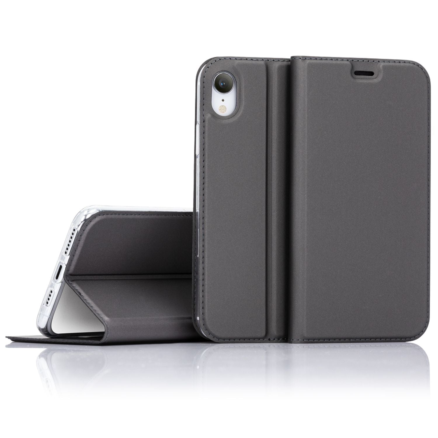 NALIA Flip Case für iPhone XR, Slim Schutz Cover Handy Hülle Tasche Bumper Etui Schwarz NALIA