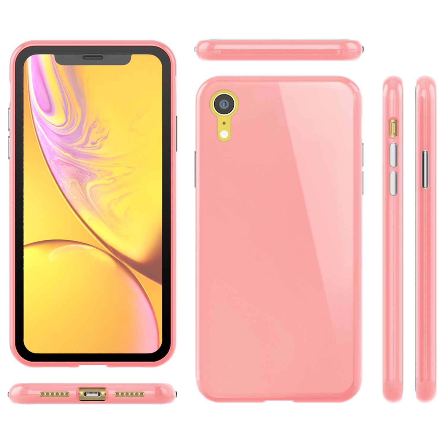 NALIA 360° Magnet Hülle für iPhone XR, Slim Hard Case Cover mit Display Schutz Rosa NALIA