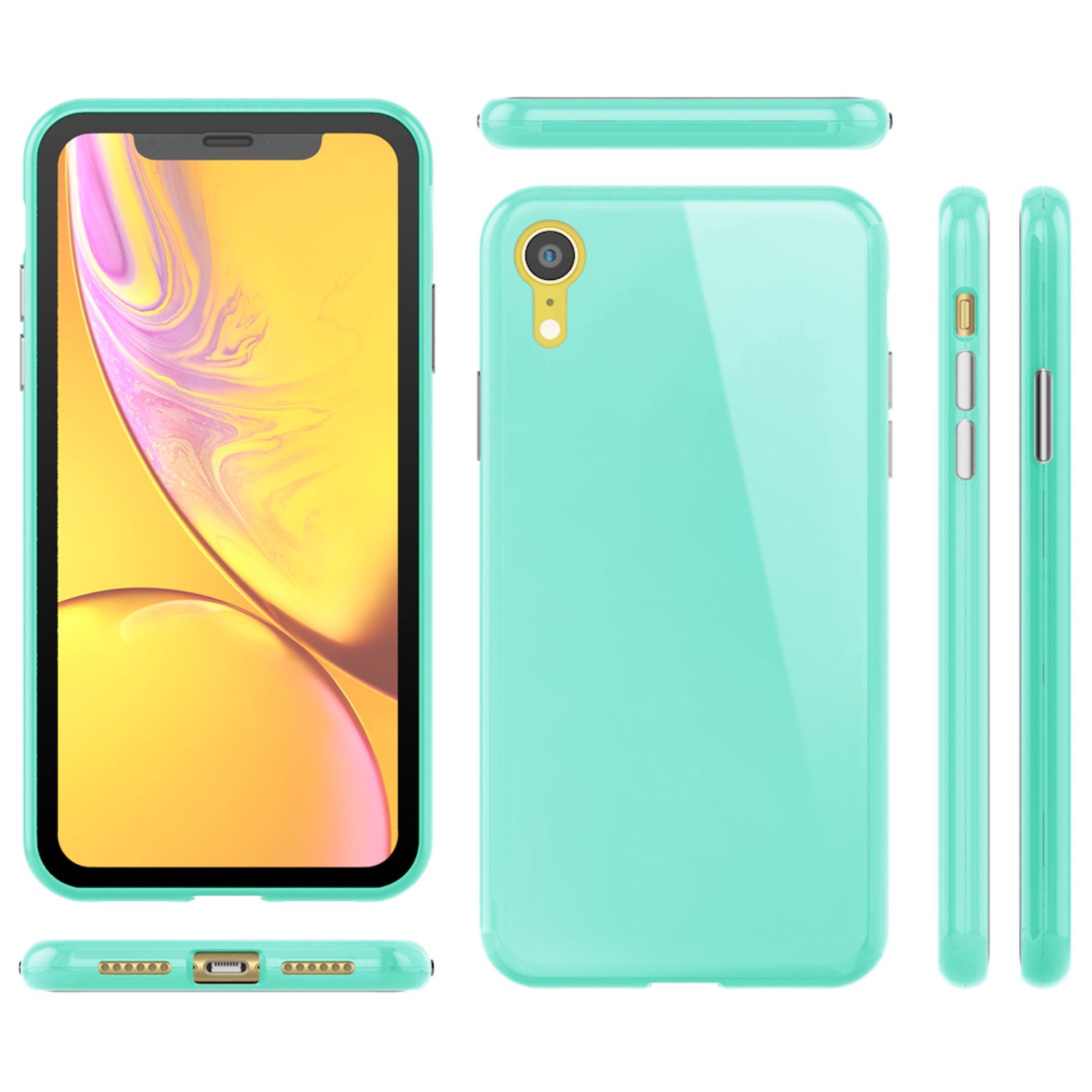 NALIA 360° Magnet Hülle für iPhone XR, Slim Hard Case Cover mit Display Schutz Weiß NALIA