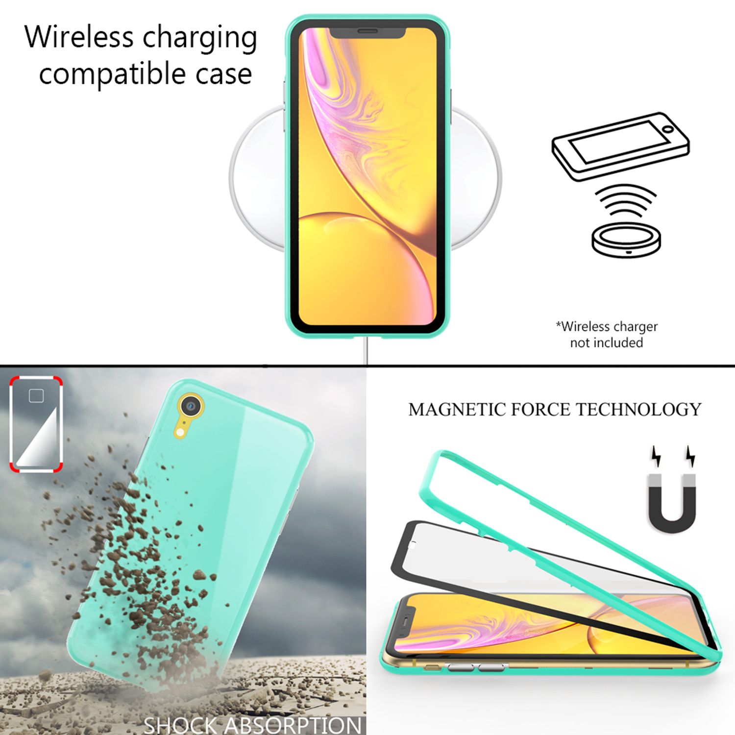 NALIA 360° Magnet Hülle für iPhone XR, Slim Hard Case Cover mit Display Schutz NALIA