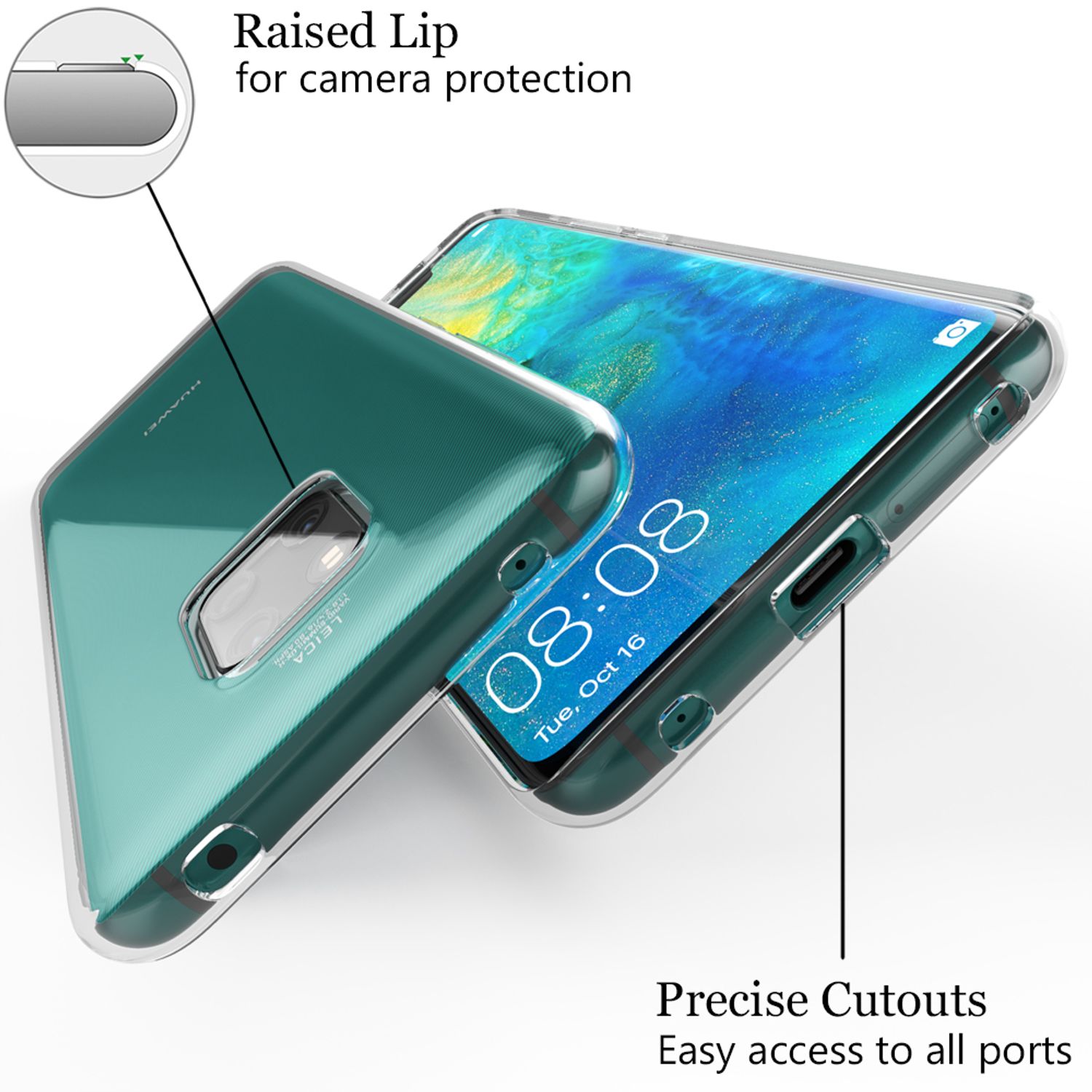 NALIA Handy Hülle für Huawei Mate20 Pro, Slim Silikon Case Cover Transparent Default Title NALIA Transparente Hülle
