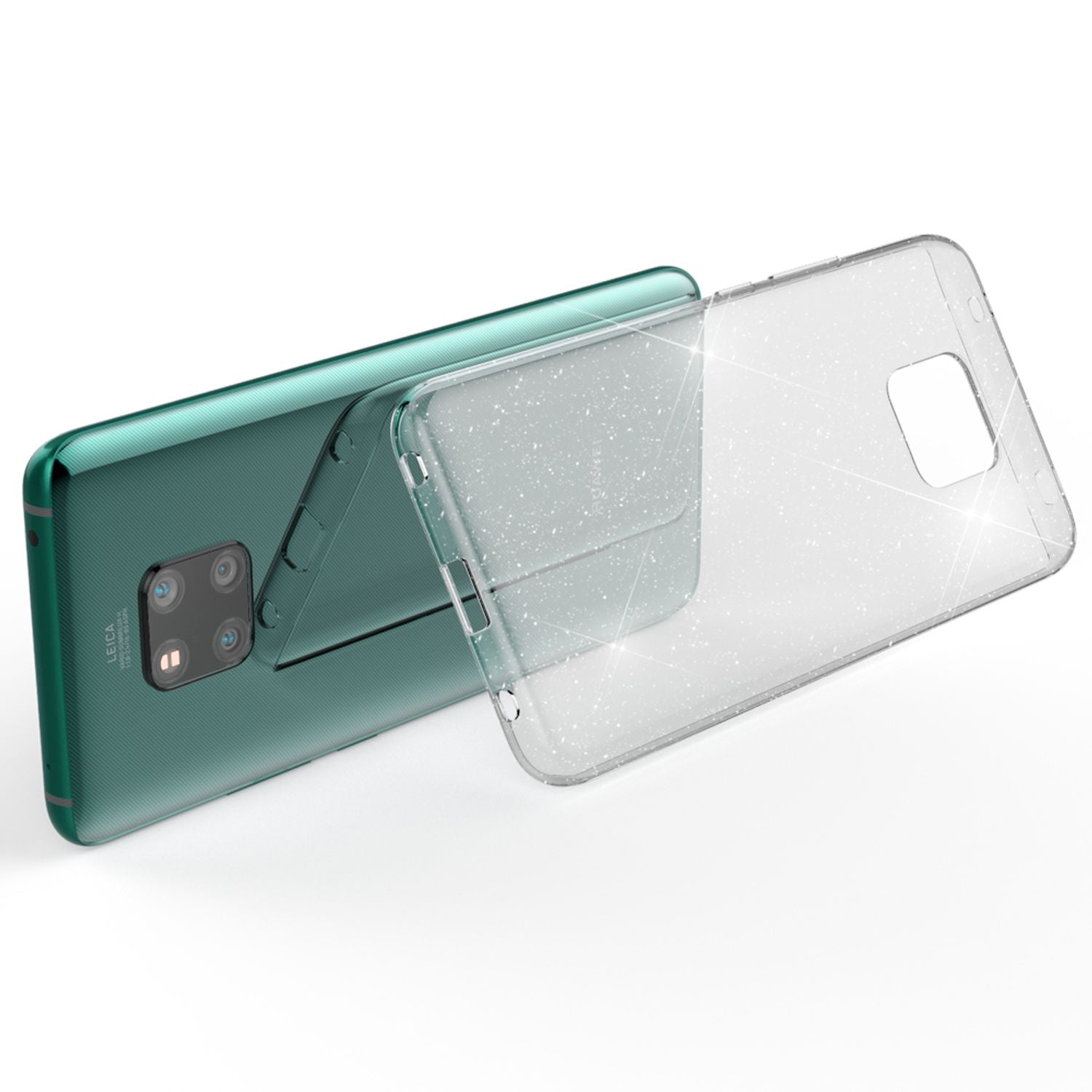 NALIA Glitter Hülle kompatibel mit Huawei Mate20 Pro, Glitzer Handyhülle Case Transparent NALIA Transparente Hülle