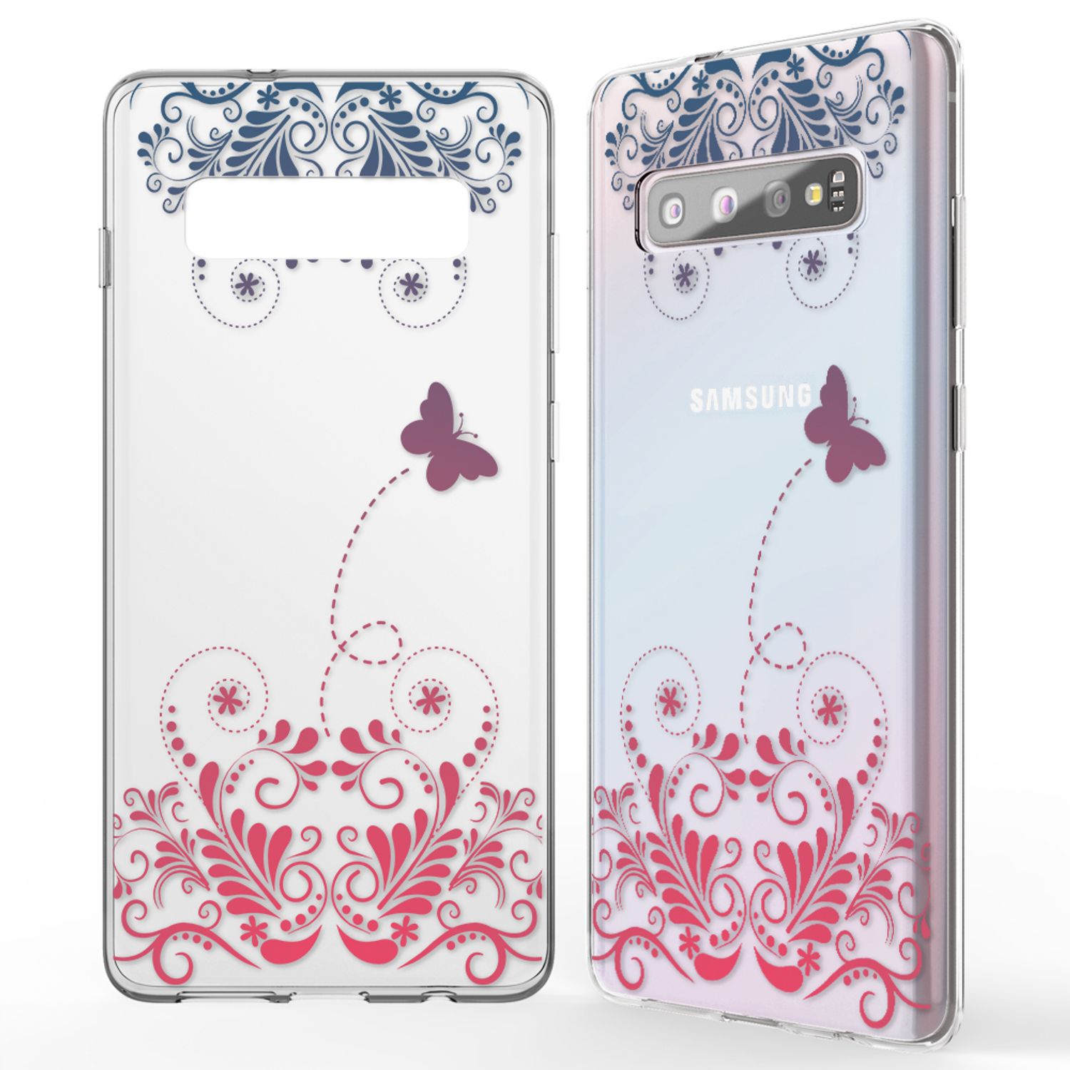 NALIA Hülle für Samsung Galaxy S10, Motiv Handyhülle Silikon Case Schutz Cover Red Mandala NALIA