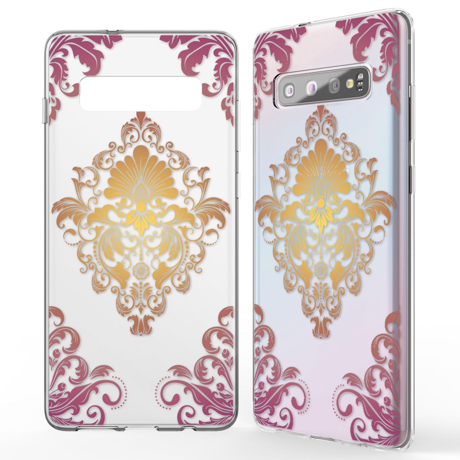 NALIA Hülle für Samsung Galaxy S10, Motiv Handyhülle Silikon Case Schutz Cover Red Mandala NALIA