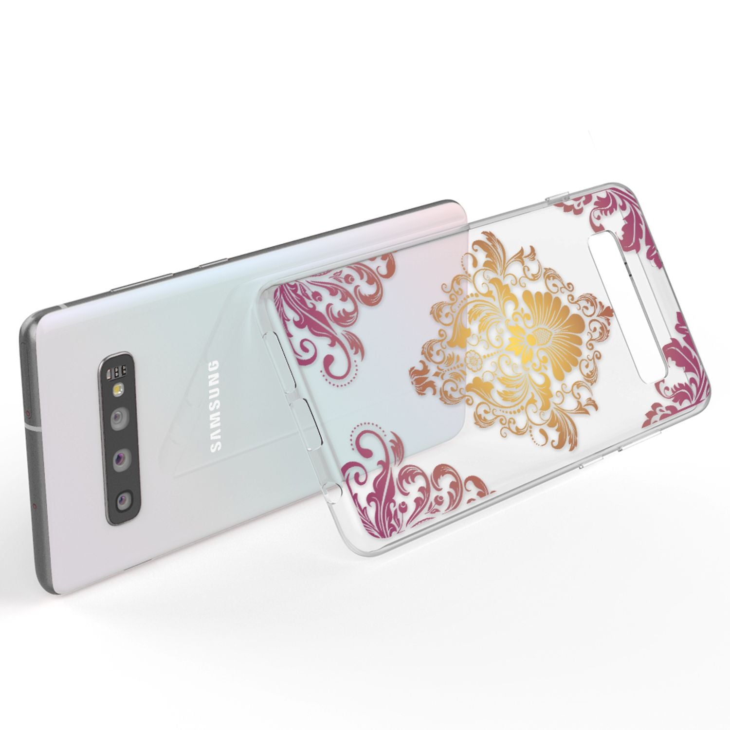 NALIA Hülle für Samsung Galaxy S10, Motiv Handyhülle Silikon Case Schutz Cover Red Mandala NALIA