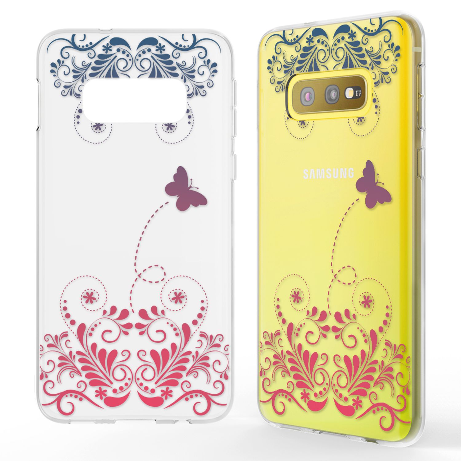 NALIA Hülle für Samsung Galaxy S10e, Motiv Handyhülle Silikon Case Schutz Cover Butterfly NALIA