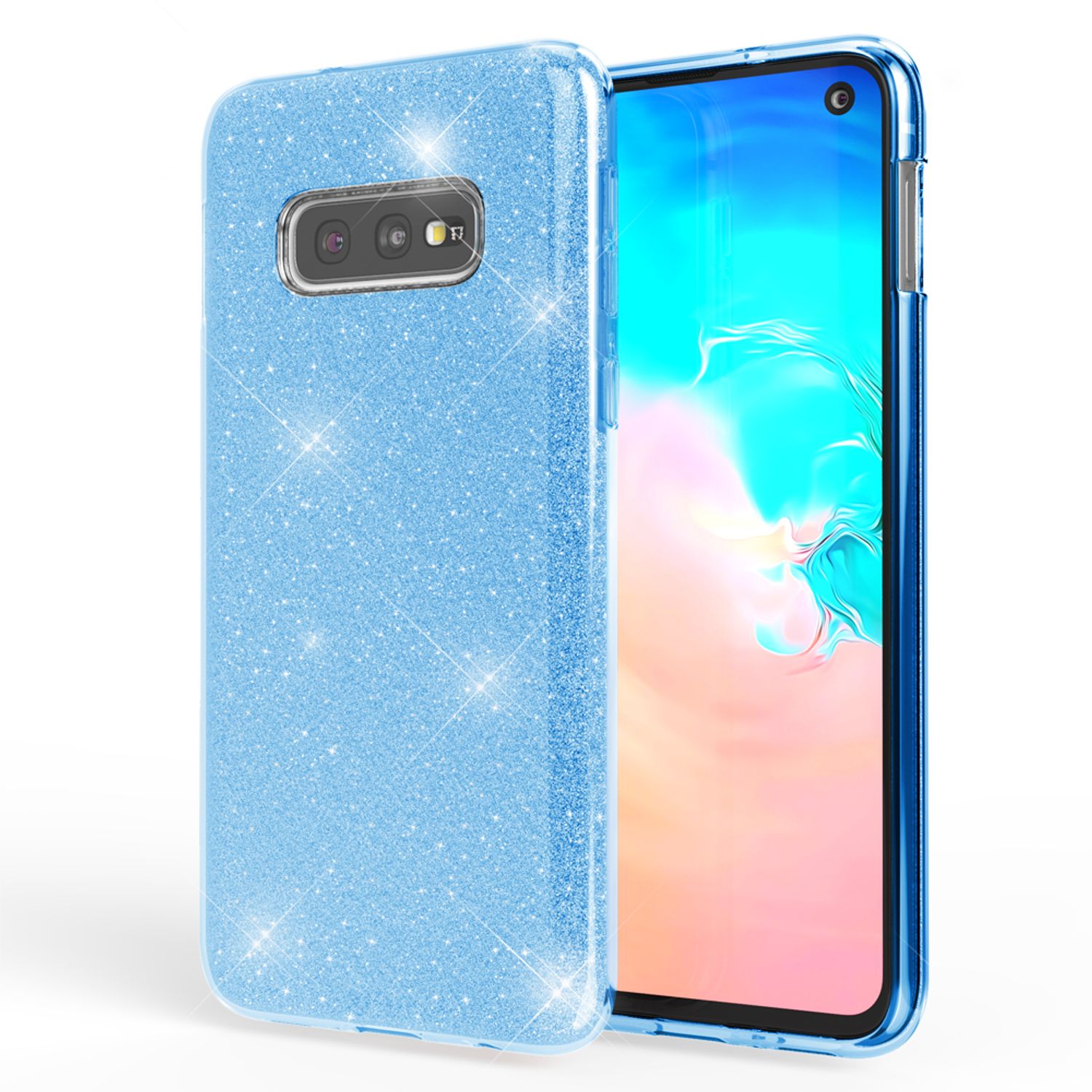 NALIA Hülle kompatibel mit Samsung Galaxy S10e, Glitzer Handy Hülle Back Cover Türkis NALIA Protective Hülle