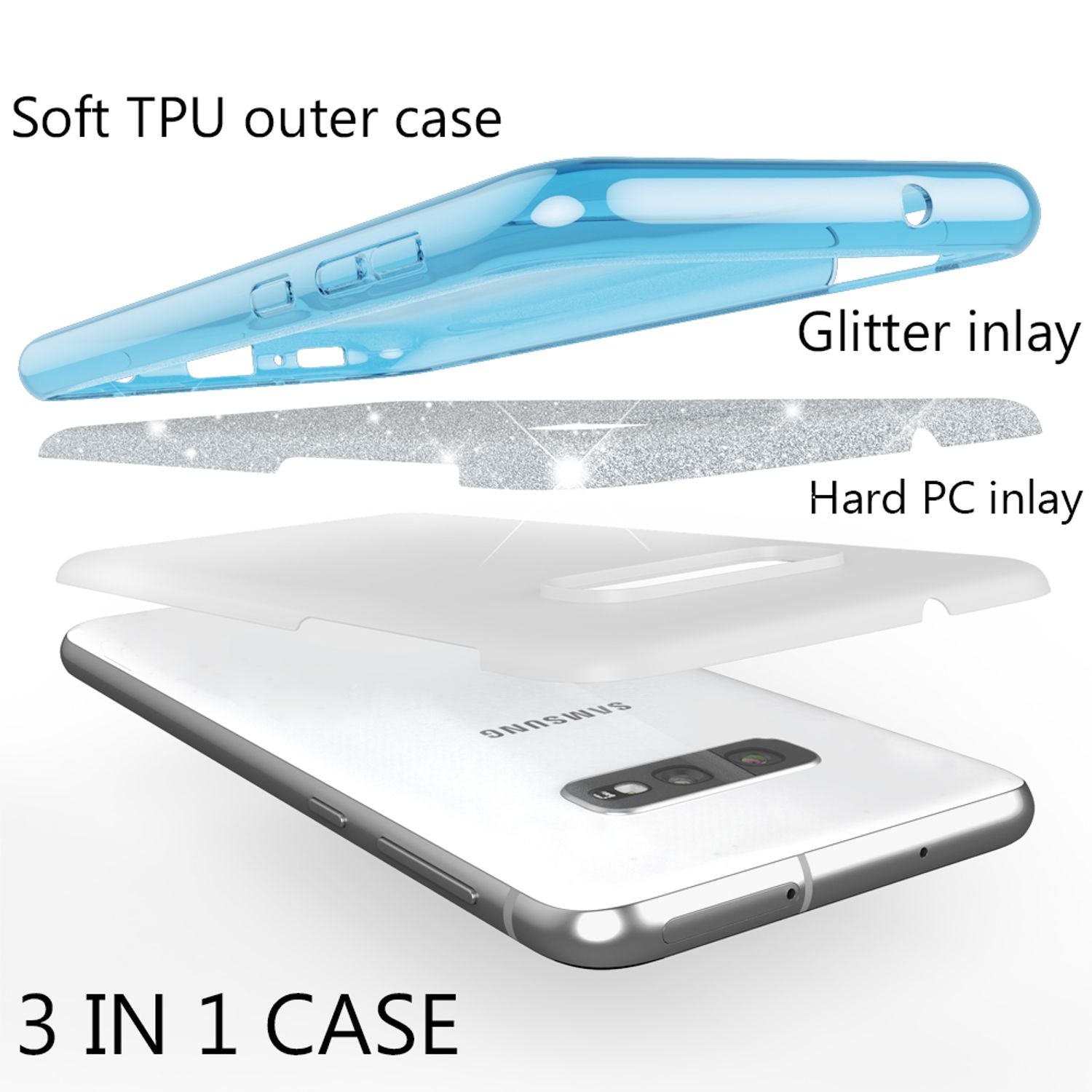 NALIA Hülle kompatibel mit Samsung Galaxy S10e, Glitzer Handy Hülle Back Cover Türkis NALIA Protective Hülle