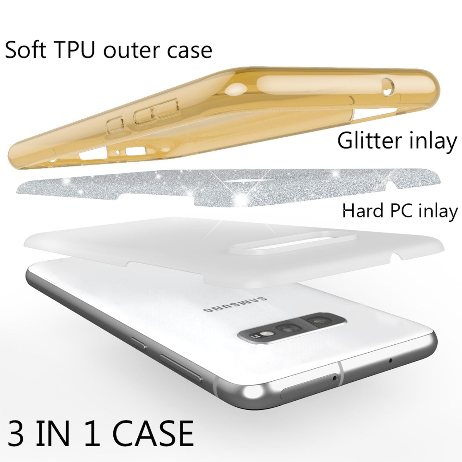 NALIA Hülle kompatibel mit Samsung Galaxy S10e, Glitzer Handy Hülle Back Cover NALIA Protective Hülle