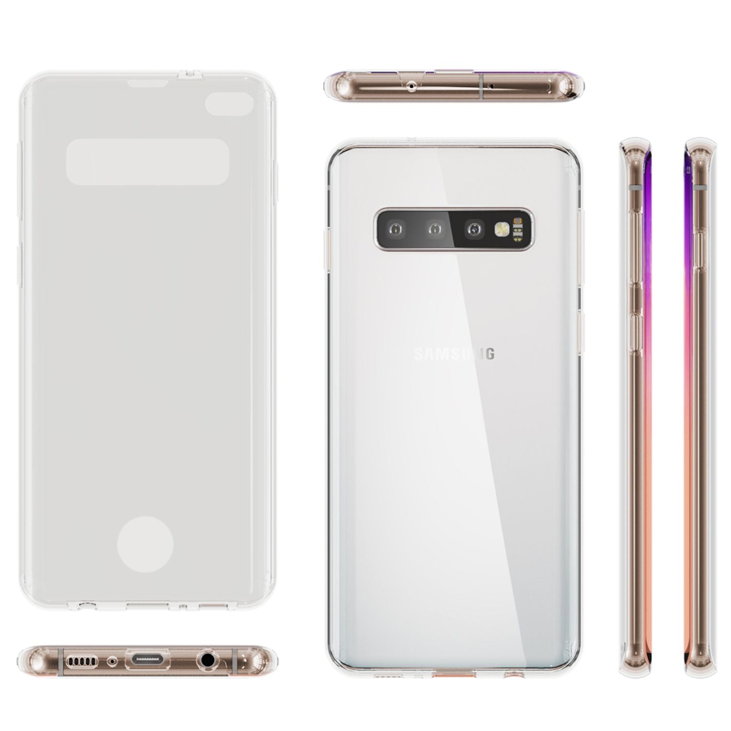 NALIA 360 Grad Hülle für Samsung Galaxy S10 Plus, Full Cover Silikon Case Schutz Transparent NALIA