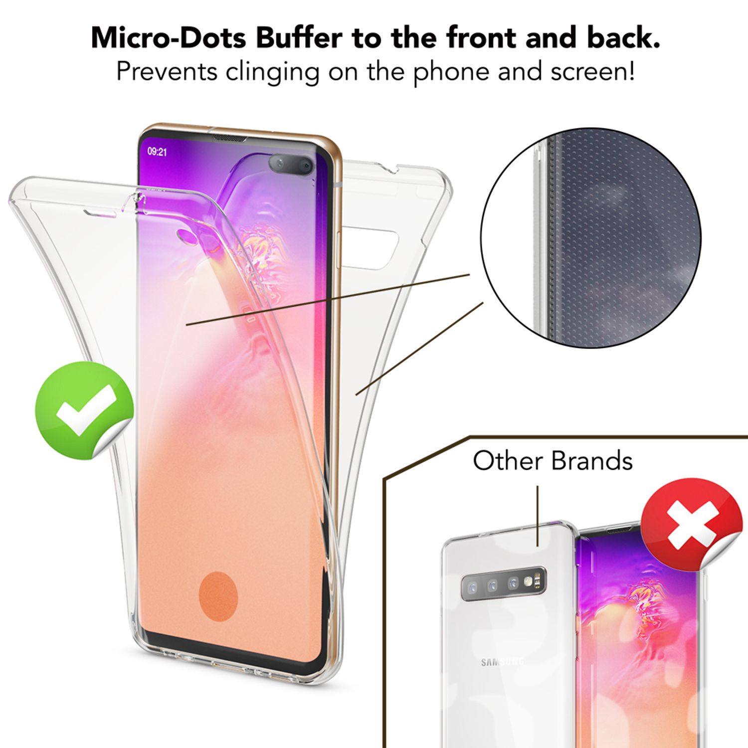 NALIA 360 Grad Hülle für Samsung Galaxy S10 Plus, Full Cover Silikon Case Schutz Transparent NALIA