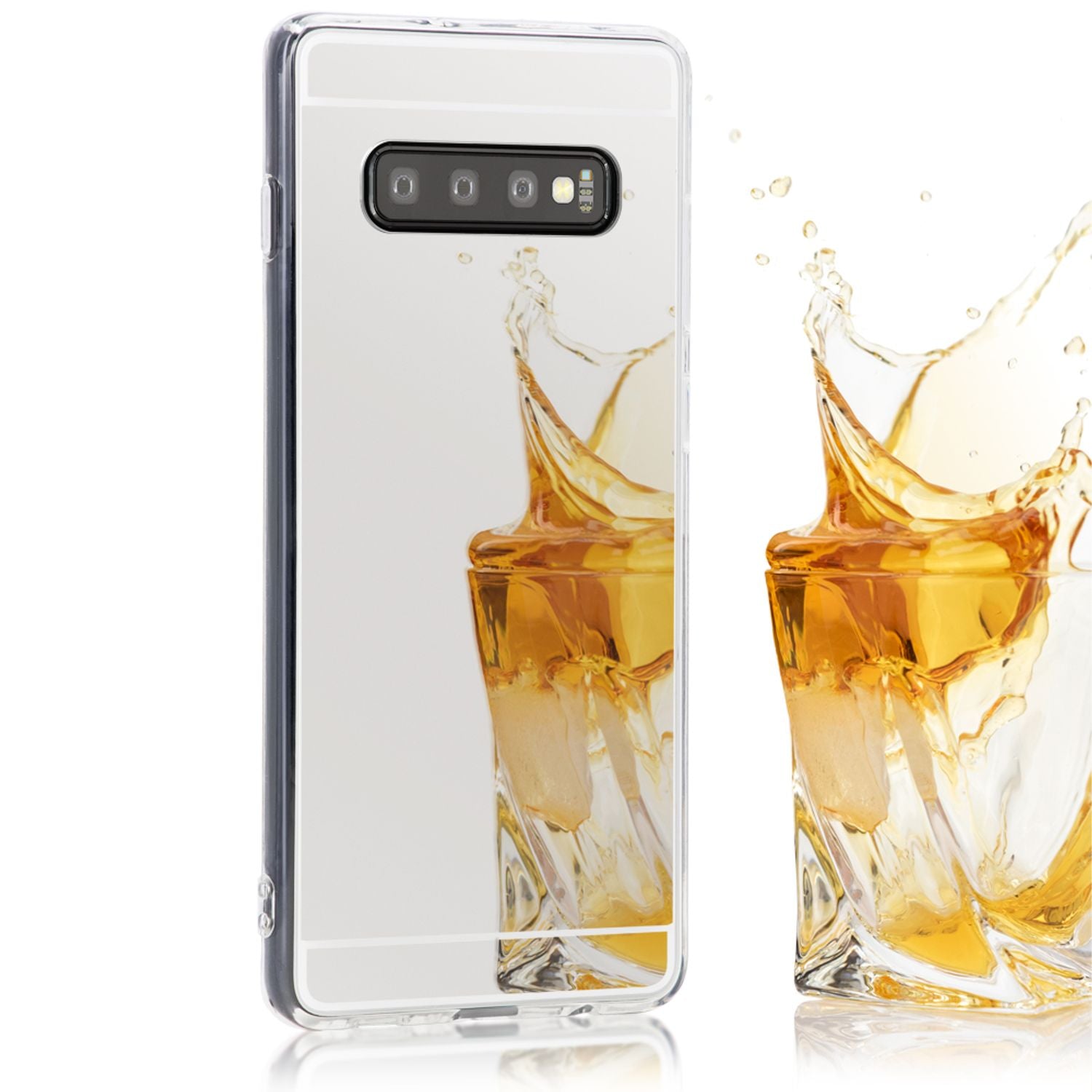 NALIA Spiegel Hülle für Samsung Galaxy S10, Slim Handyhülle Mirror Silikon Case Silber NALIA