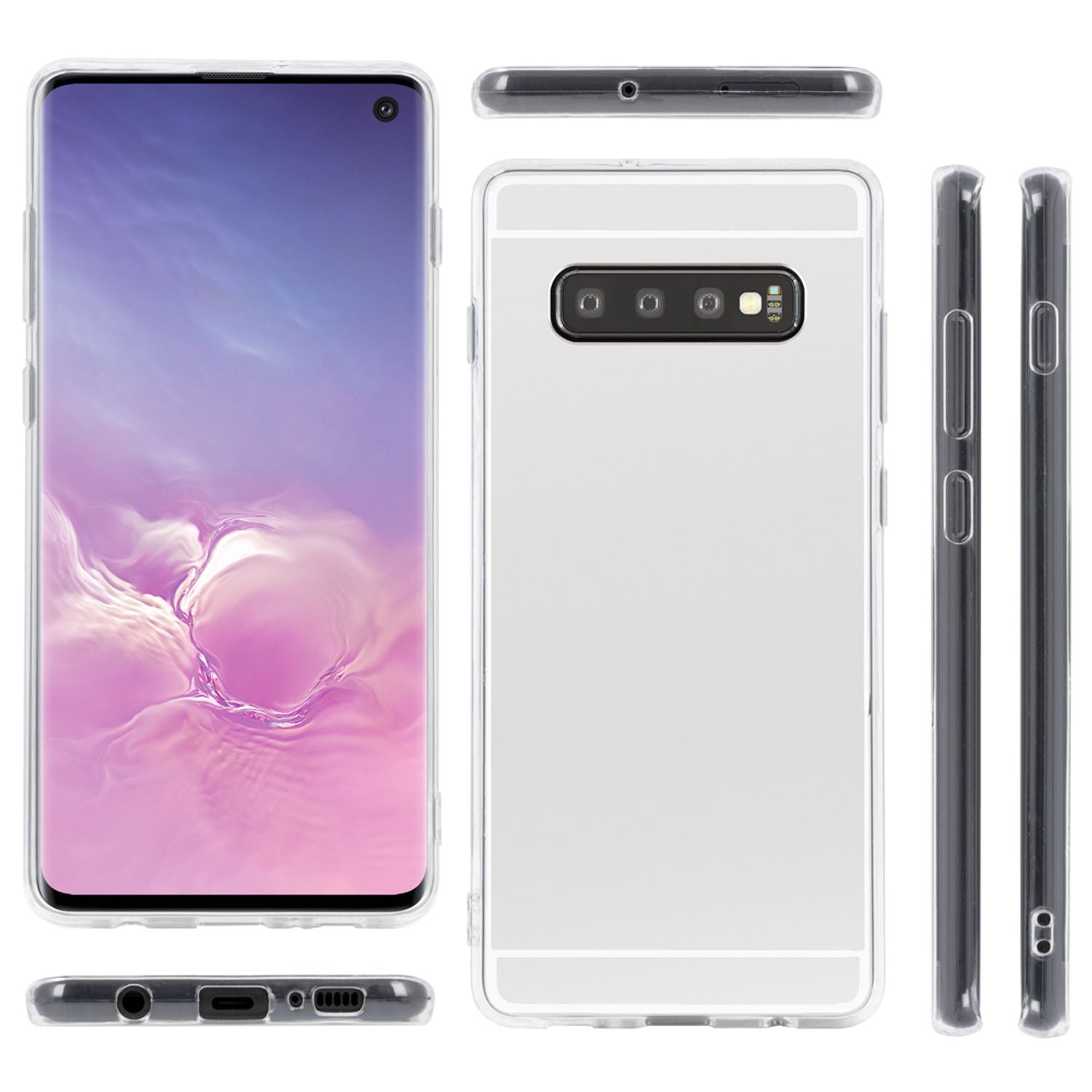NALIA Spiegel Hülle für Samsung Galaxy S10, Slim Handyhülle Mirror Silikon Case Silber NALIA