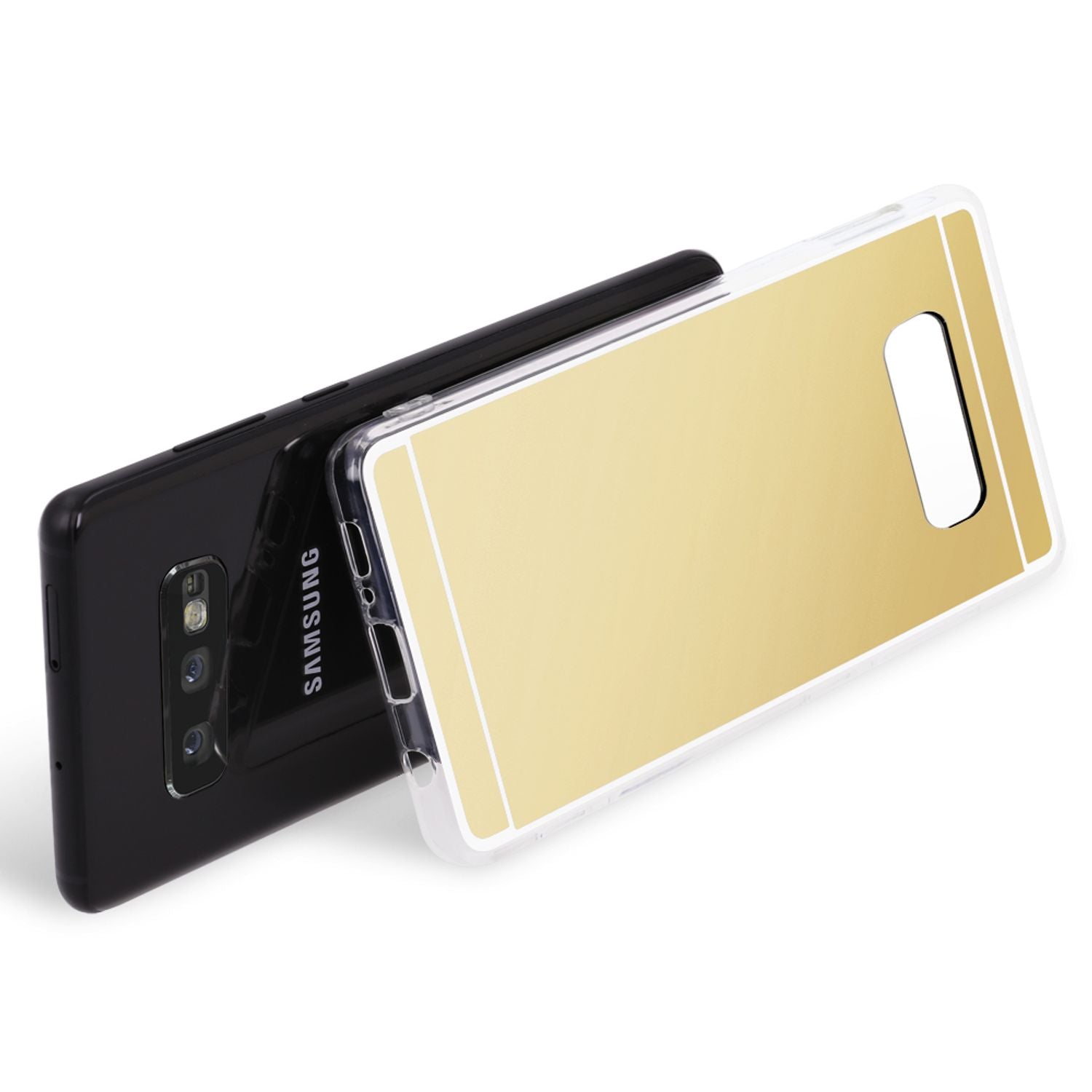 NALIA Spiegel Hülle für Samsung Galaxy S10e, Slim Handyhülle Mirror Case Cover Gold NALIA