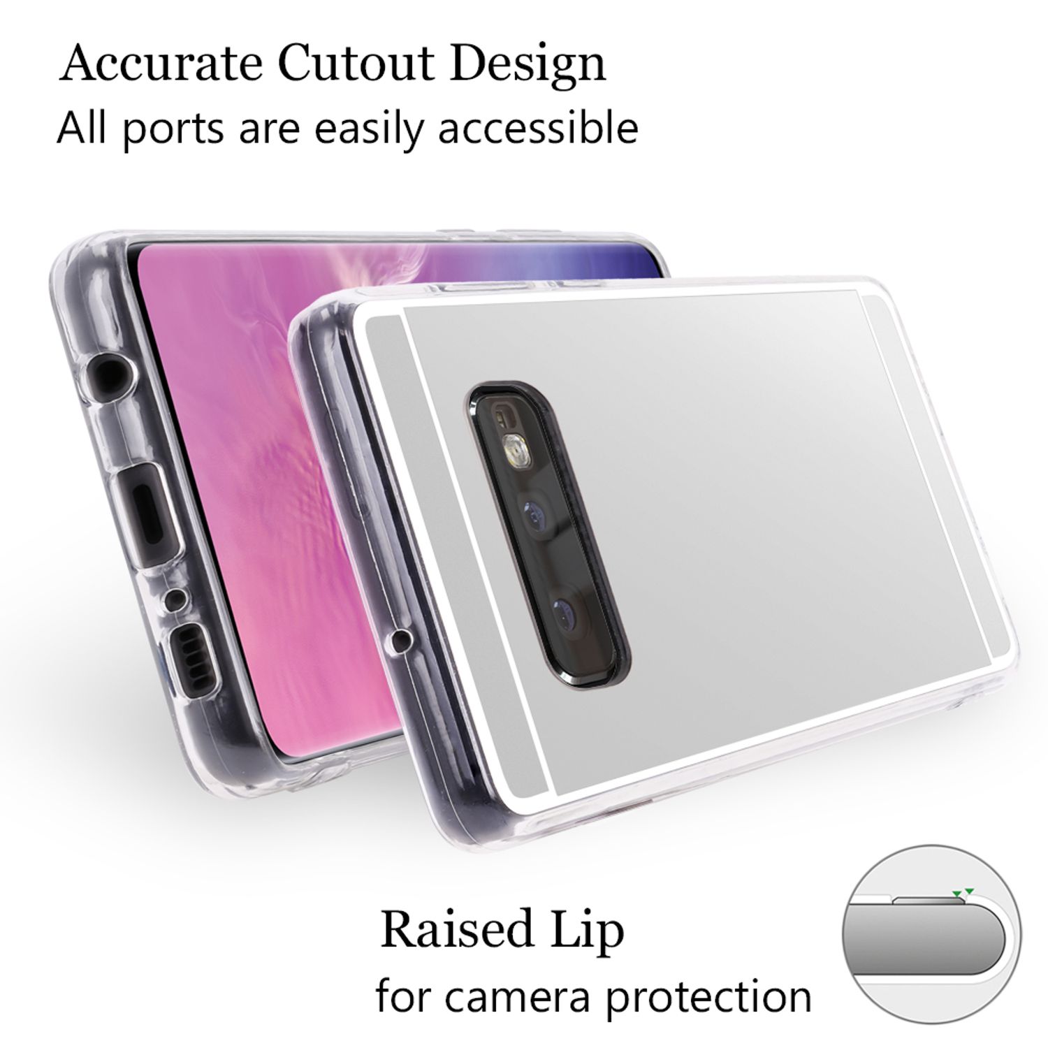 NALIA Spiegel Hülle für Samsung Galaxy S10e, Slim Handyhülle Mirror Case Cover Silber NALIA