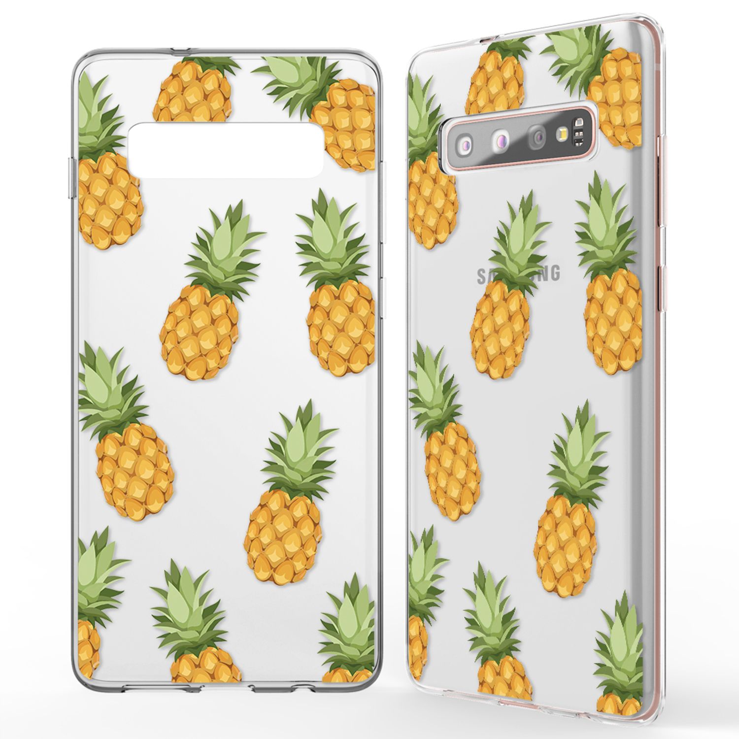 NALIA Handy Hülle für Samsung Galaxy S10 Plus, Ultra Slim Silikon Cover Case Pineapple NALIA