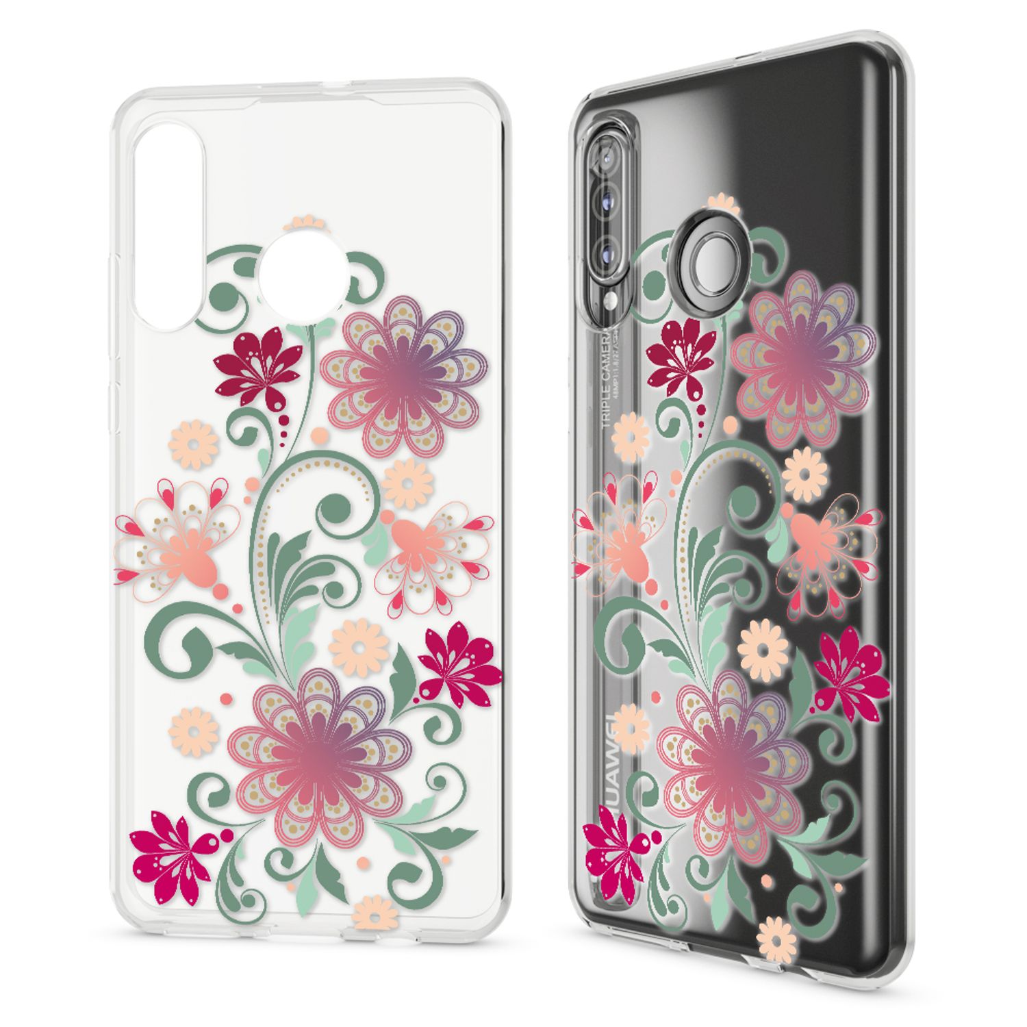 NALIA Hülle für Huawei P30 Lite, Motiv Handy Hülle Slim Silikon Case Schutzhülle Flamingo Pink NALIA