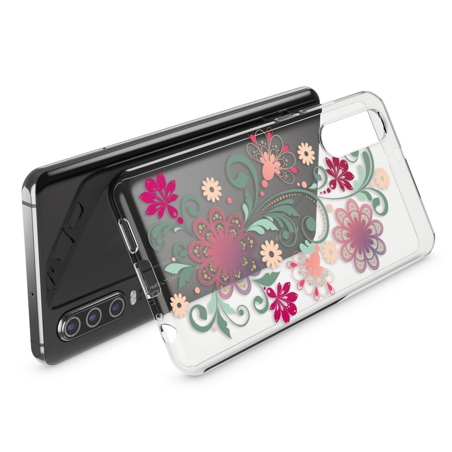 NALIA Hülle für Huawei P30, Motiv Handyhülle Slim Silikon Case Cover Schutzhülle Red Mandala NALIA