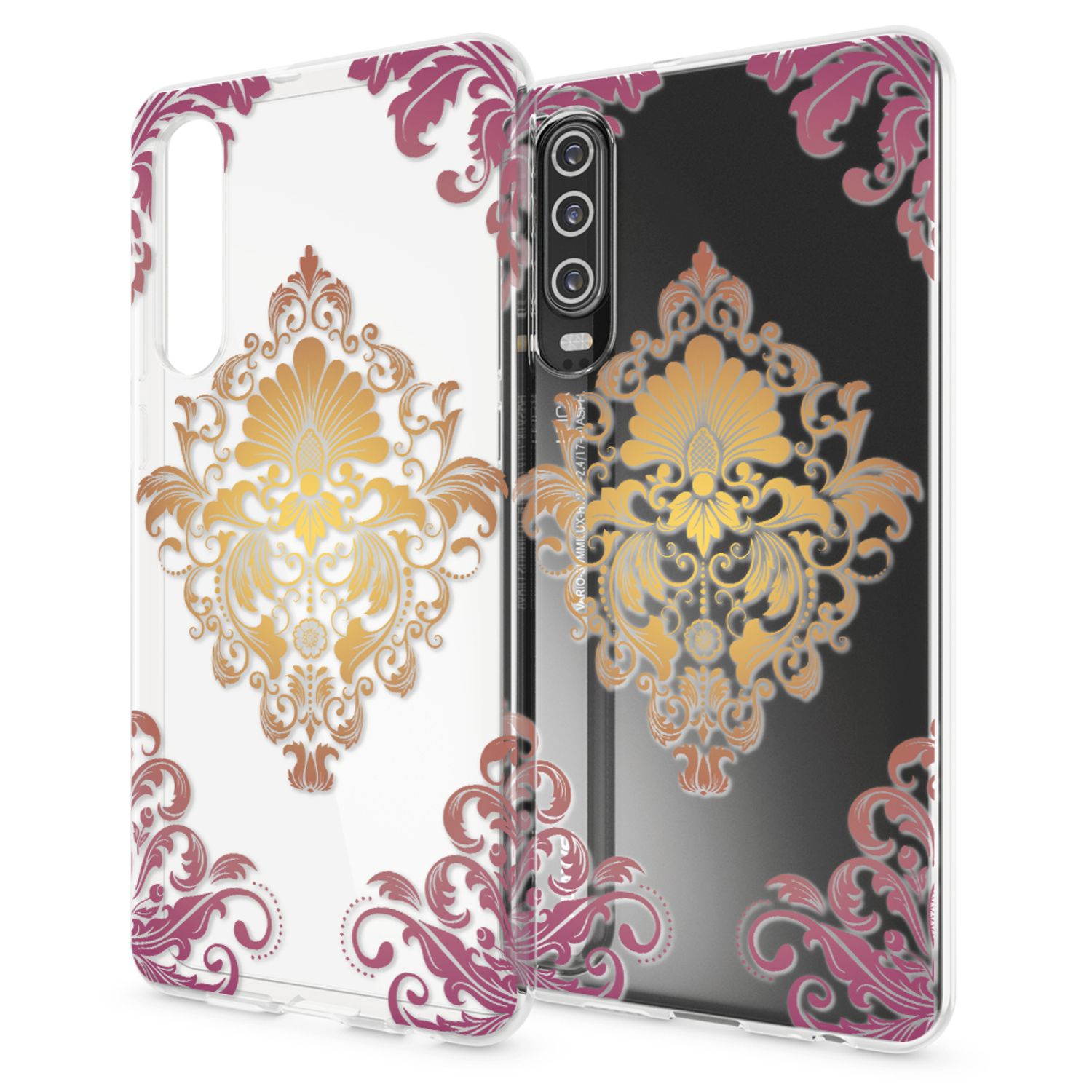 NALIA Hülle für Huawei P30, Motiv Handyhülle Slim Silikon Case Cover Schutzhülle Royal Ornament NALIA